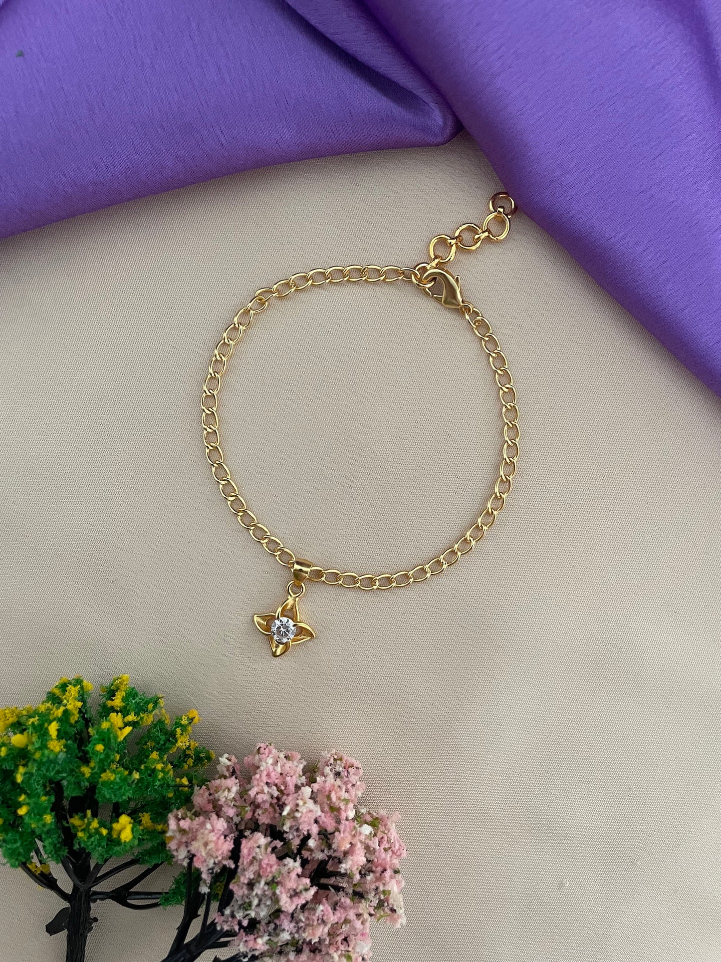AD Flower Bracelet Lumba Rakhi
