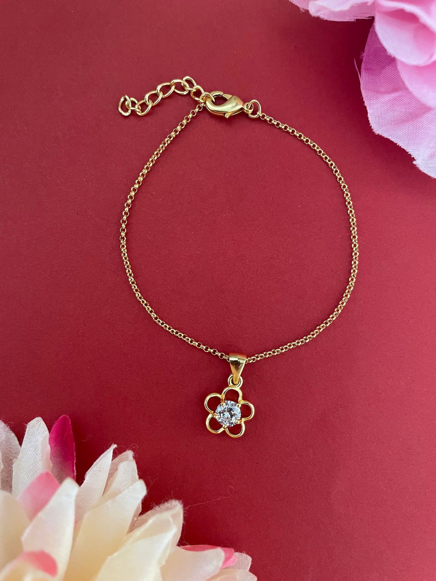 AD Flower Bracelet Lumba Rakhi