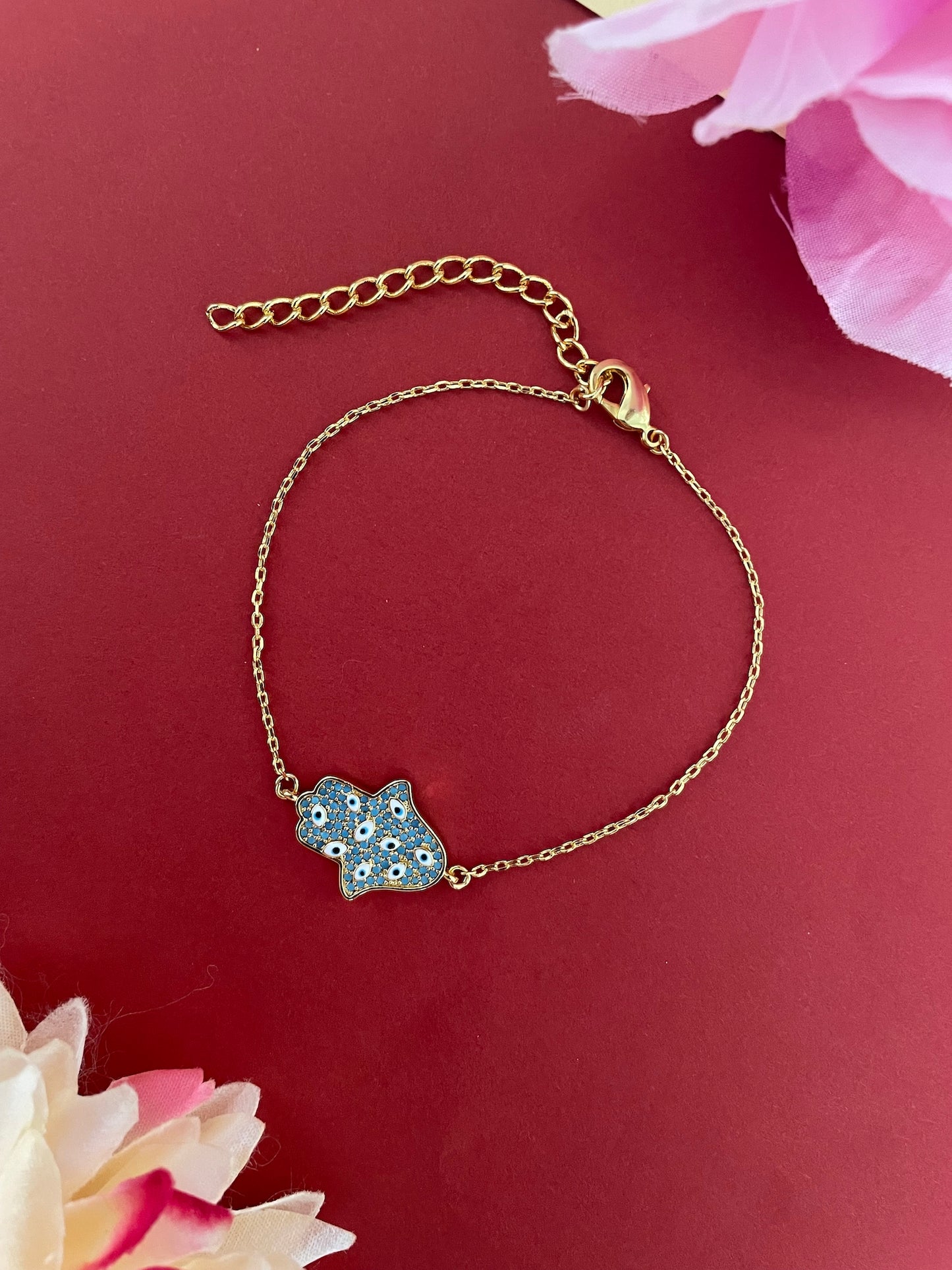 AD Hamsa Blue Evil Eye Bracelet Lumba Rakhi