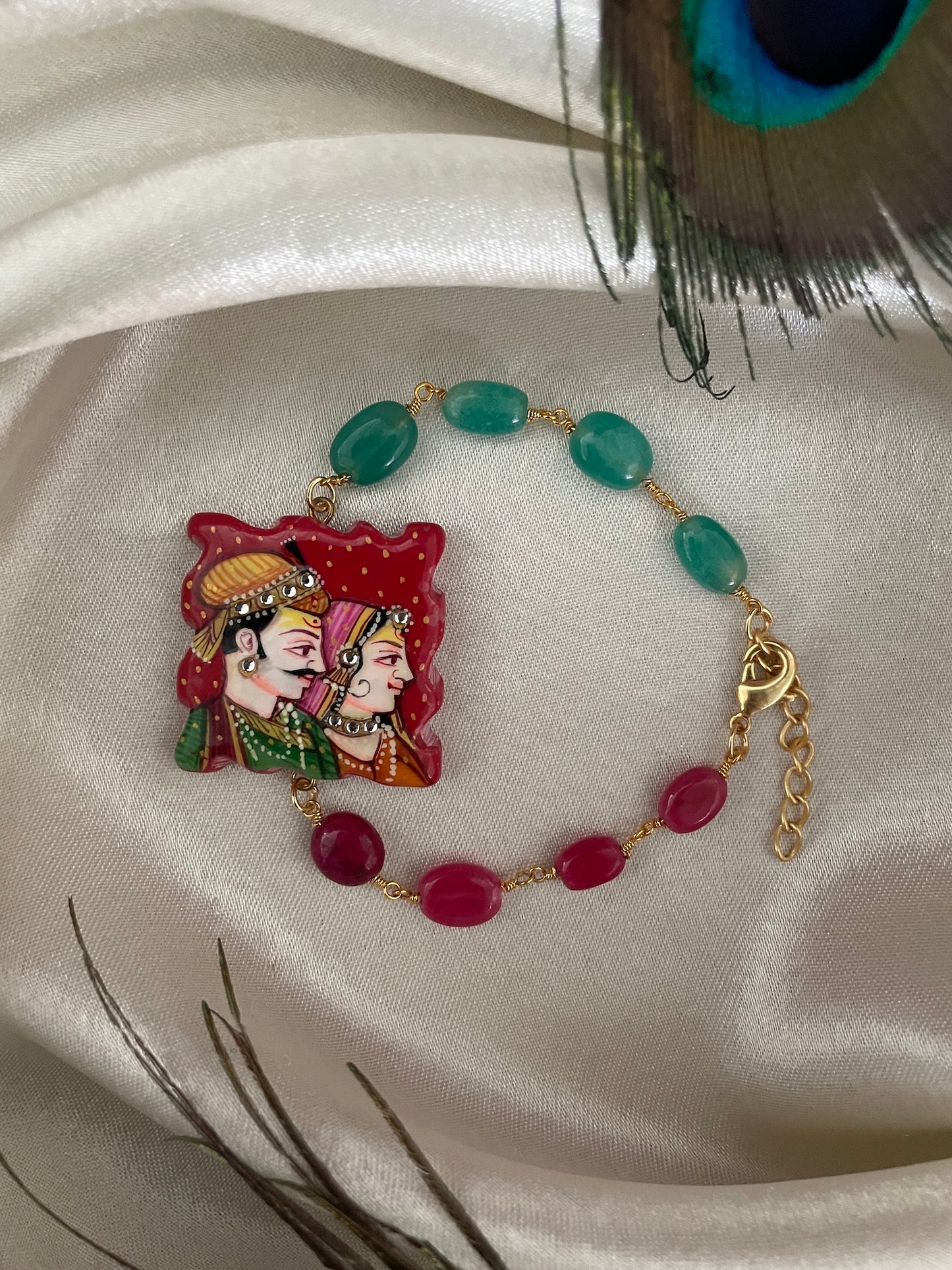 Radha Krishna With Beads Bracelet Lumba Rakhi
