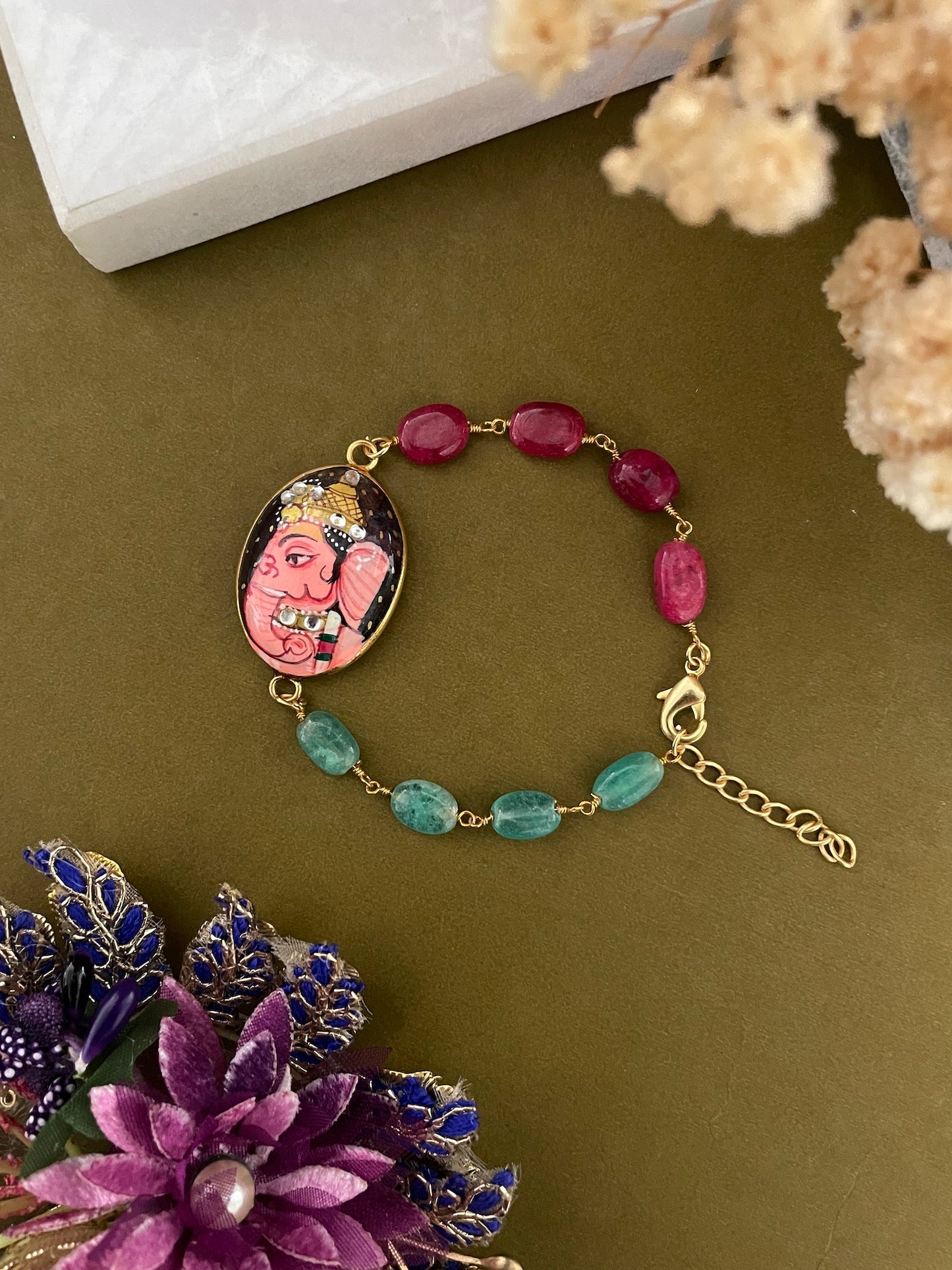 Lord Ganesha With Beads Bracelet Lumba Rakhi