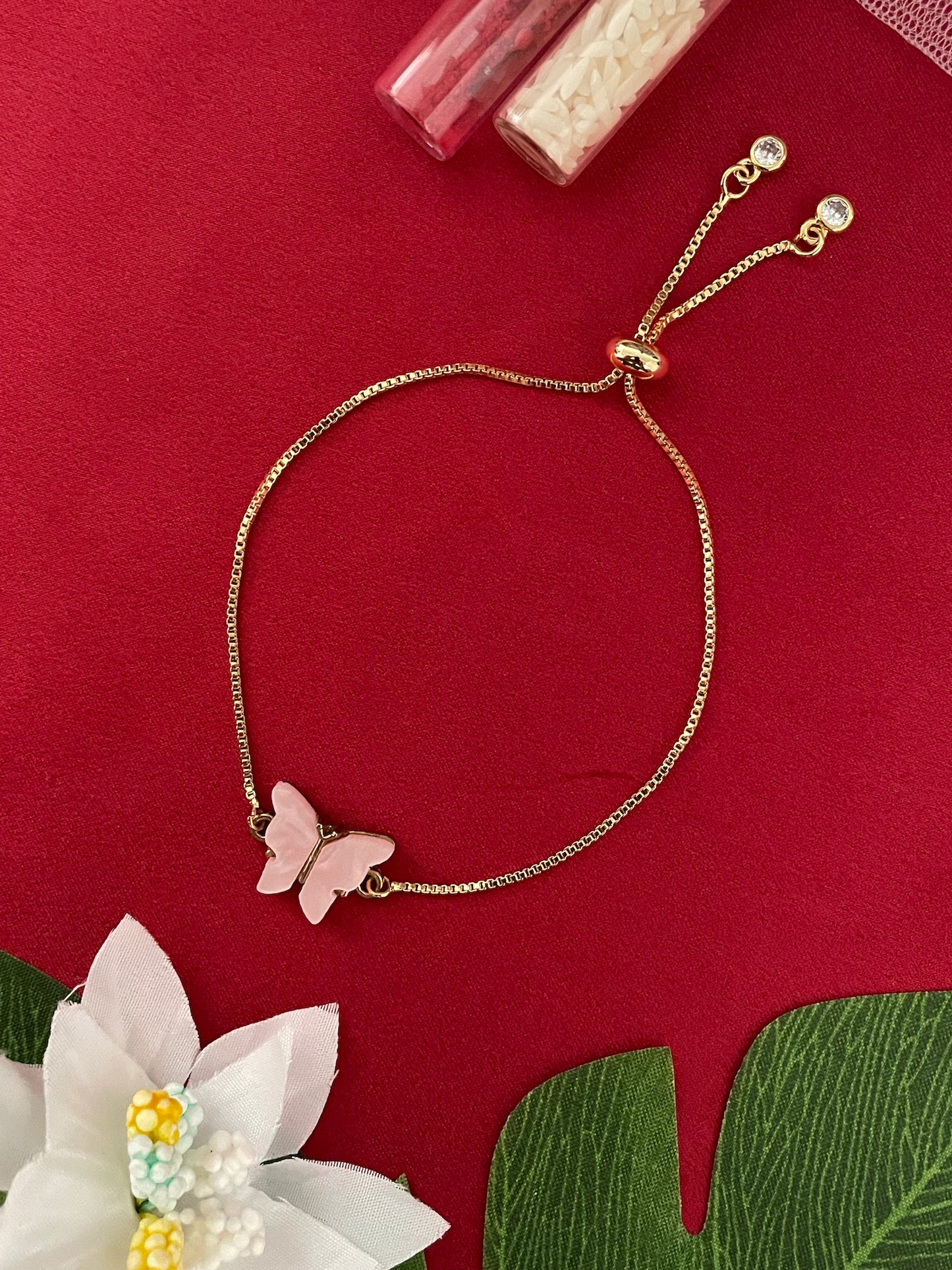 Mini Pink Butterfly Bracelet Lumba Rakhi