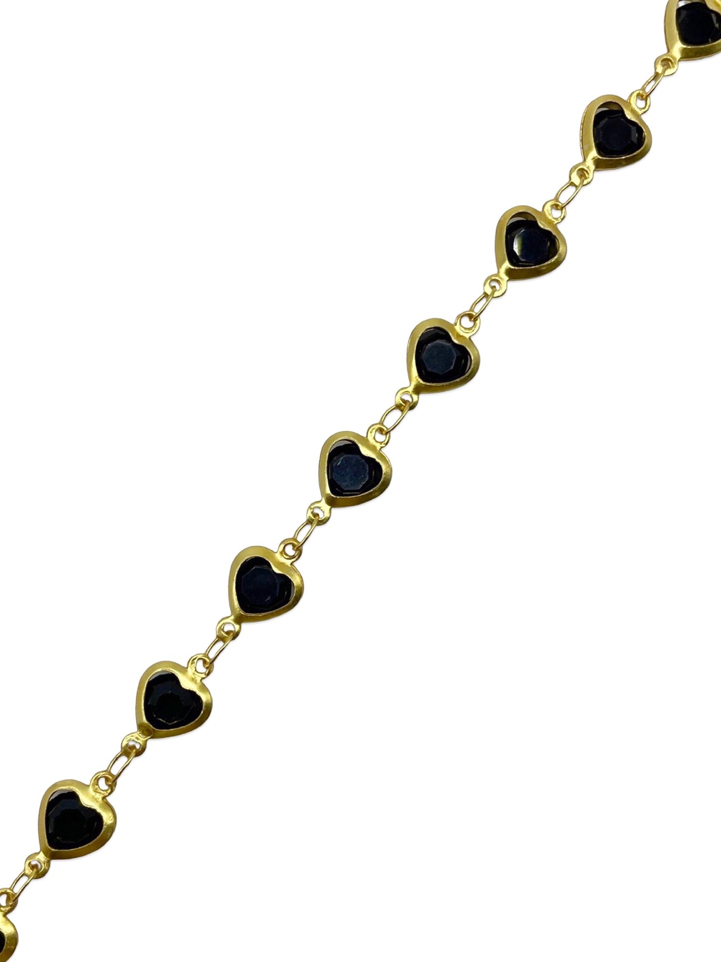 Black Color Stone Heart Charm Bracelet Rakhi Lumba