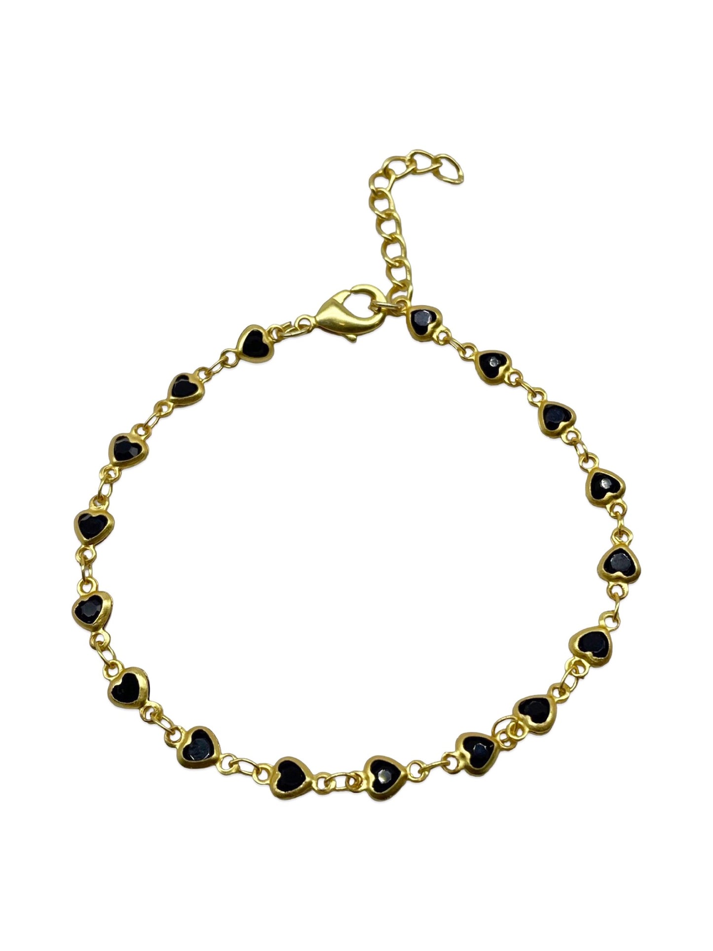 Black Color Stone Mini Heart Charm Bracelet Rakhi Lumba