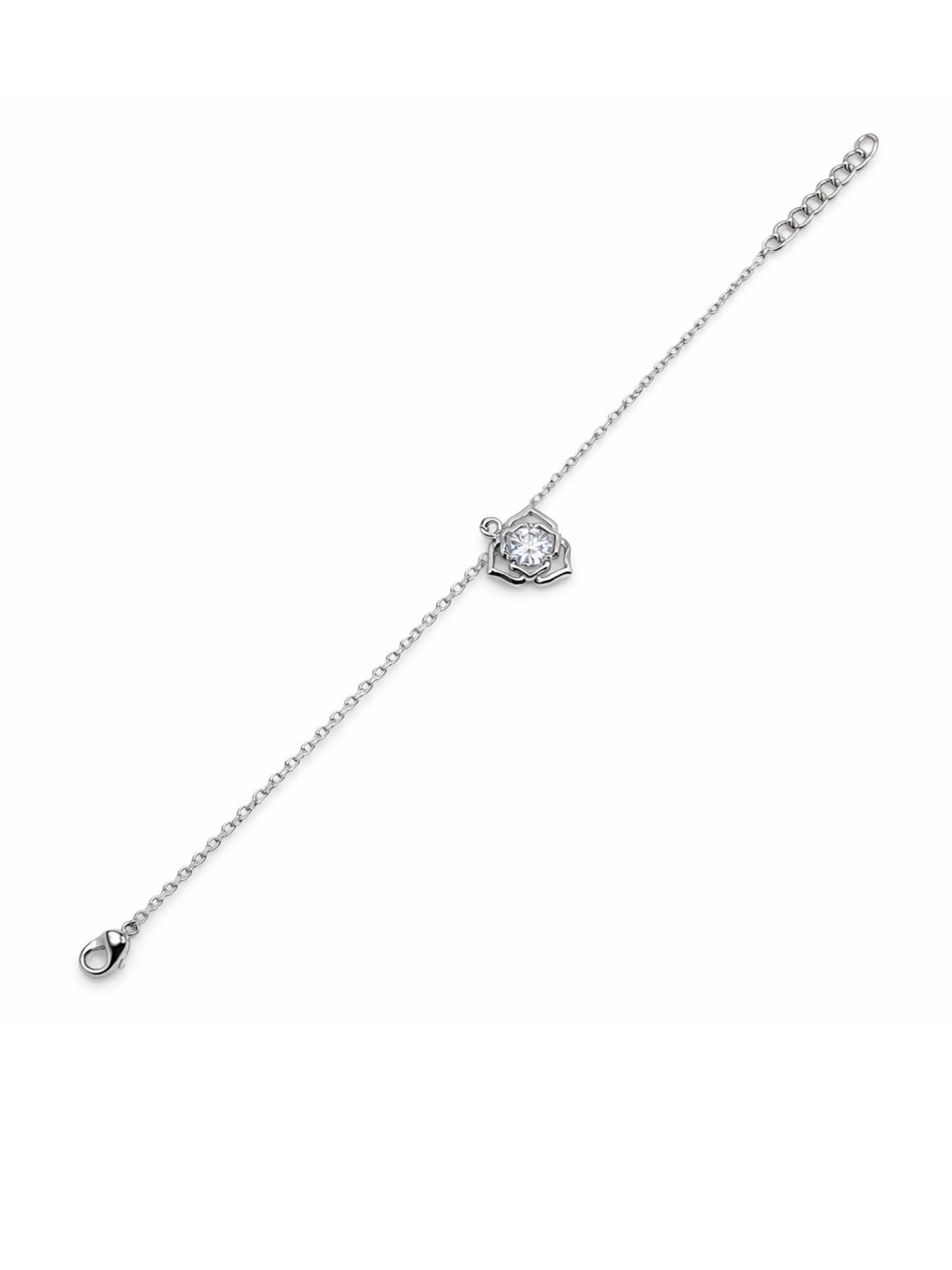 Silver Plated Crystal Charm Bracelet Adjustable Women|Lumba Rakhi Bhabhi Sister