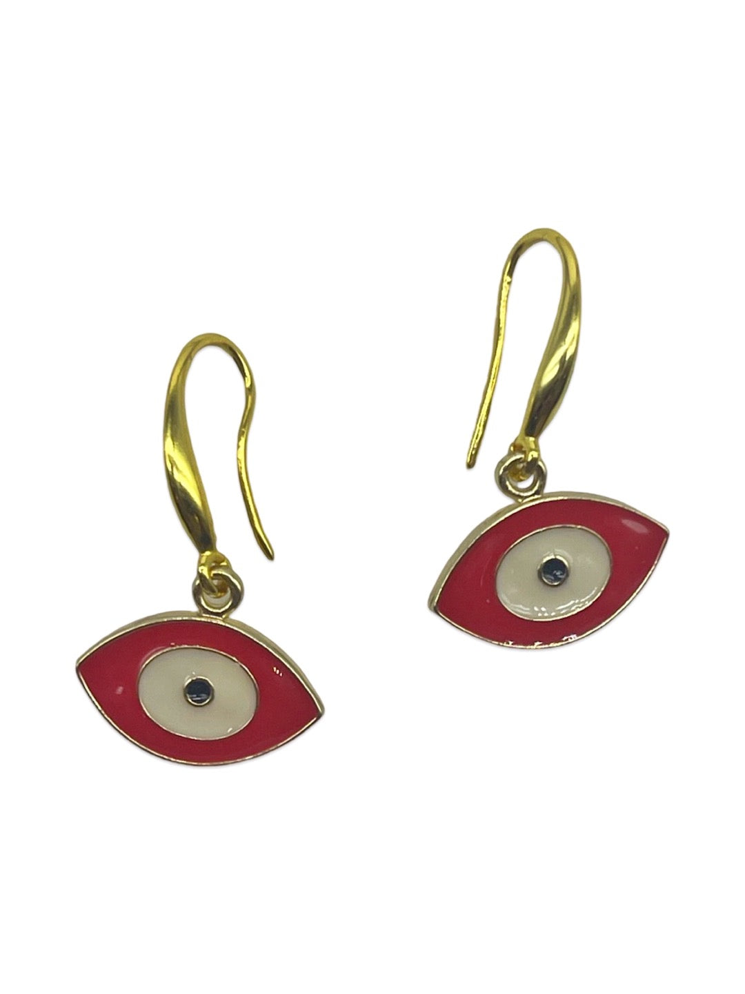 Oval Shape Red Evil Eye Dangler Earrings