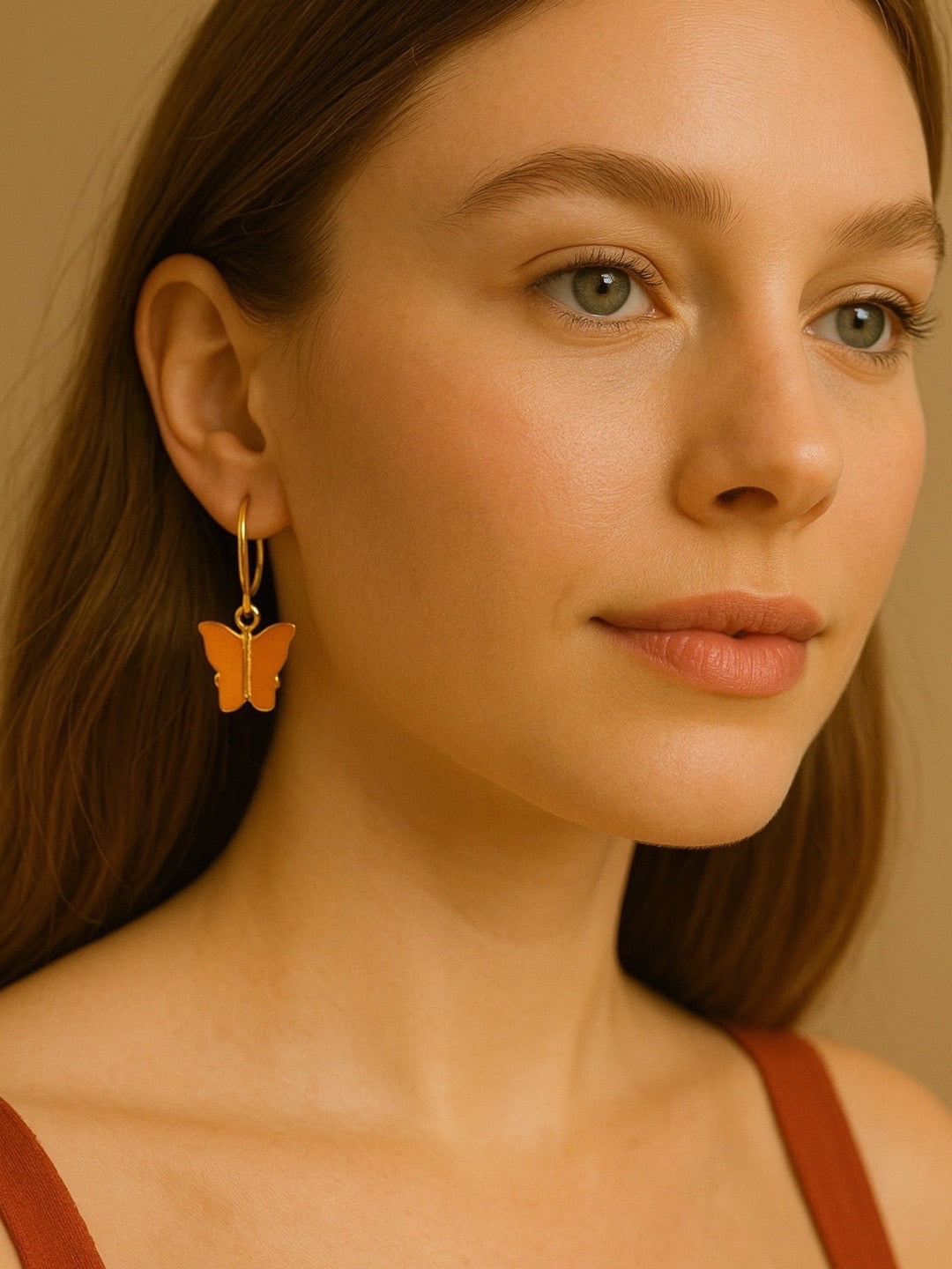 Mini Orange Butterfly Dangler Earrings