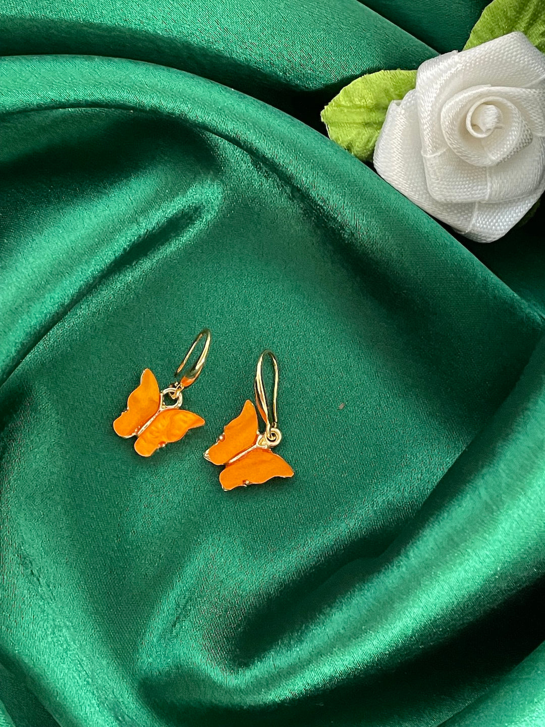 Mini Orange Butterfly Dangler Earrings