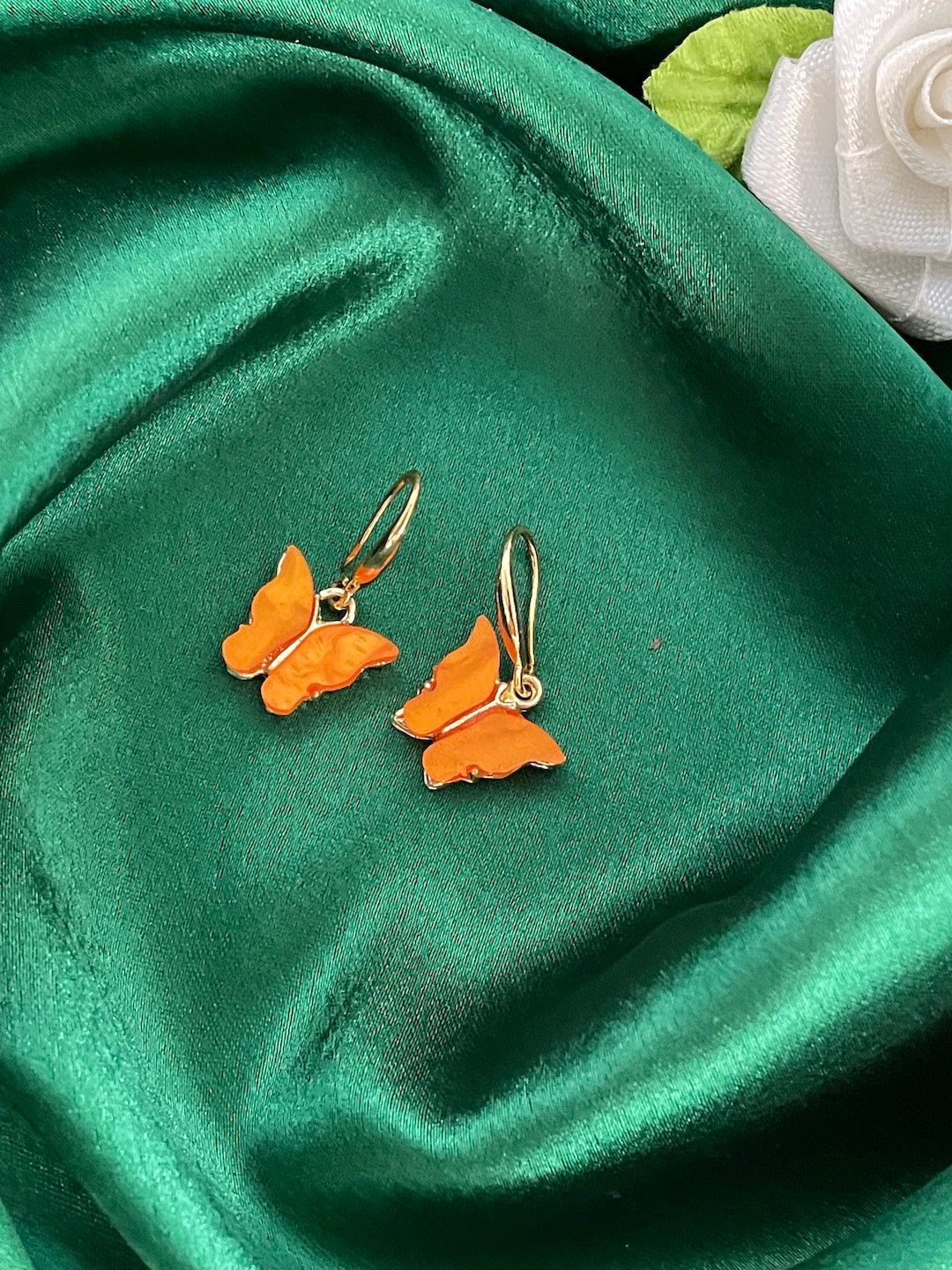 Mini Orange Butterfly Dangler Earrings