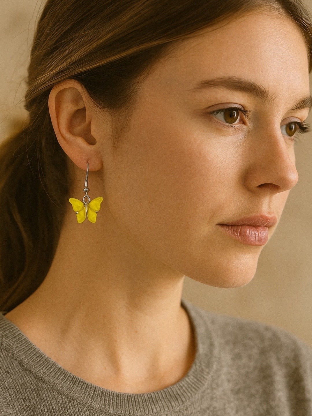 Mini Yellow Butterfly Dangler Earrings