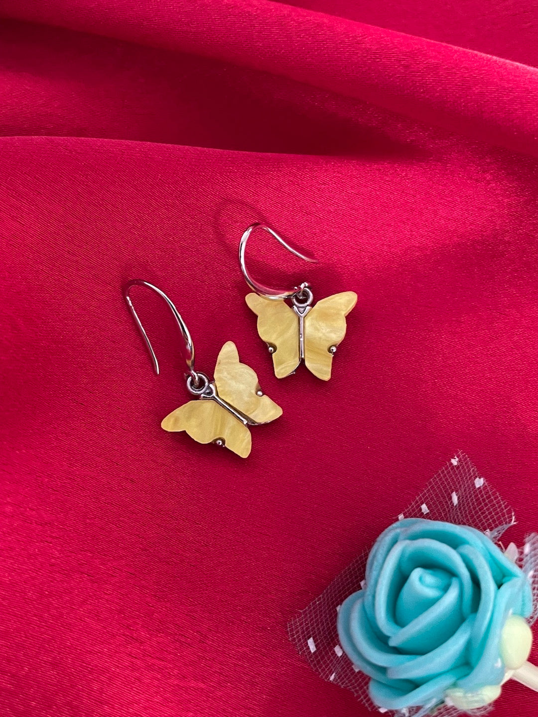 Mini Yellow Butterfly Dangler Earrings