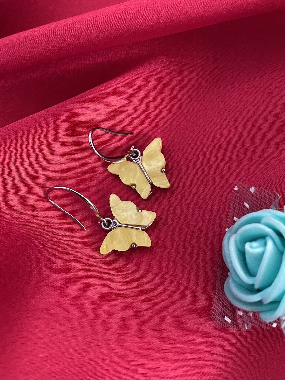 Mini Yellow Butterfly Dangler Earrings