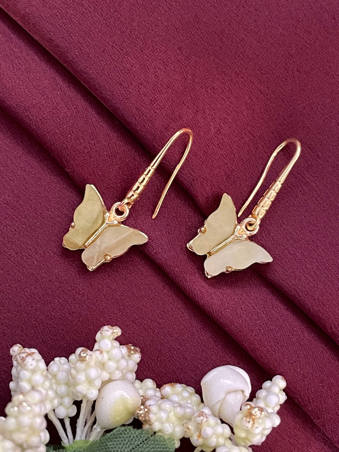 Mini Olive Green Butterfly Dangler Earrings