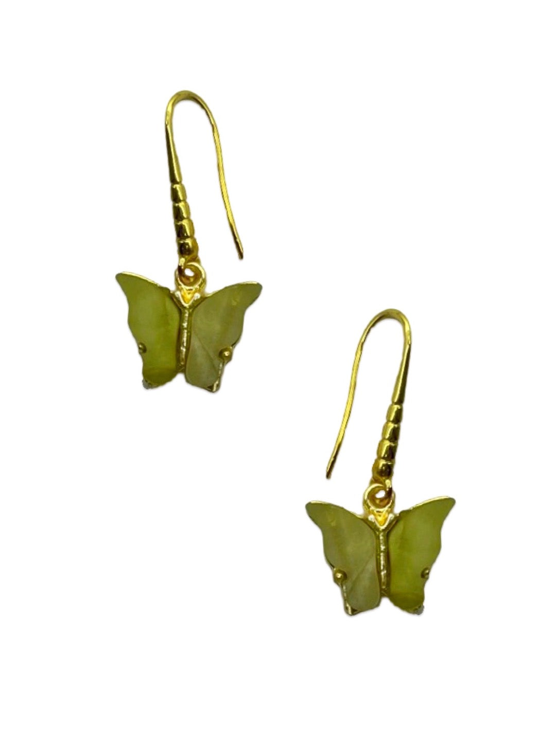 Mini Olive Green Butterfly Dangler Earrings