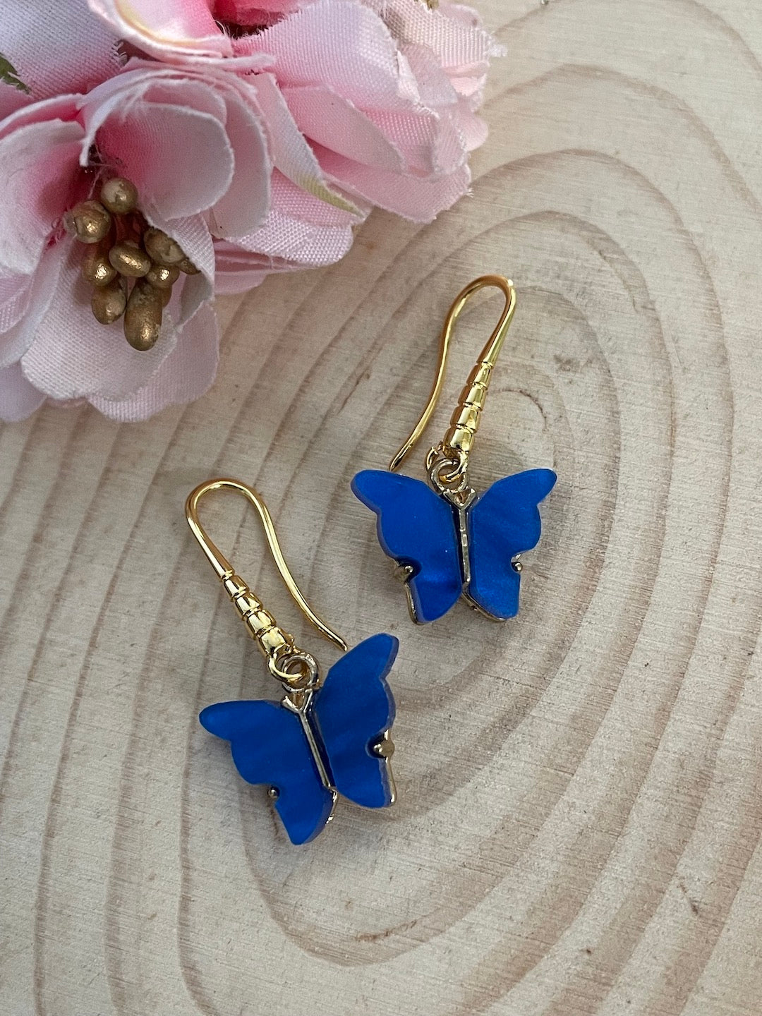 Mini Blue Butterfly Dangler Earrings