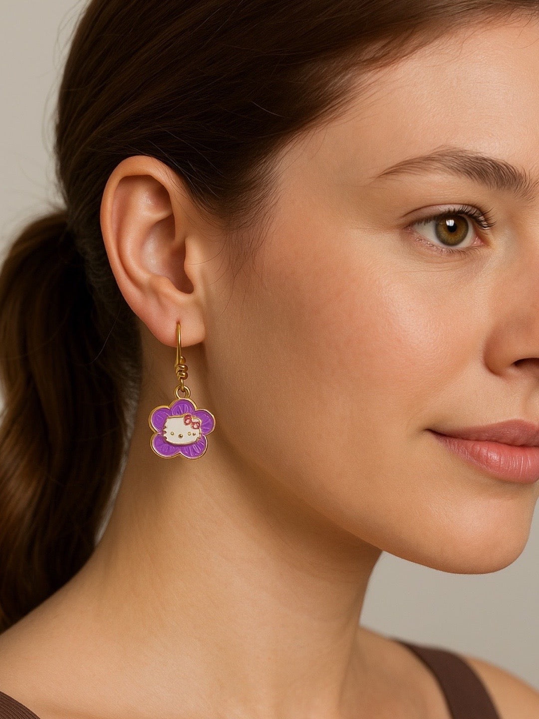 Mini Purple Flower Dangler Earrings