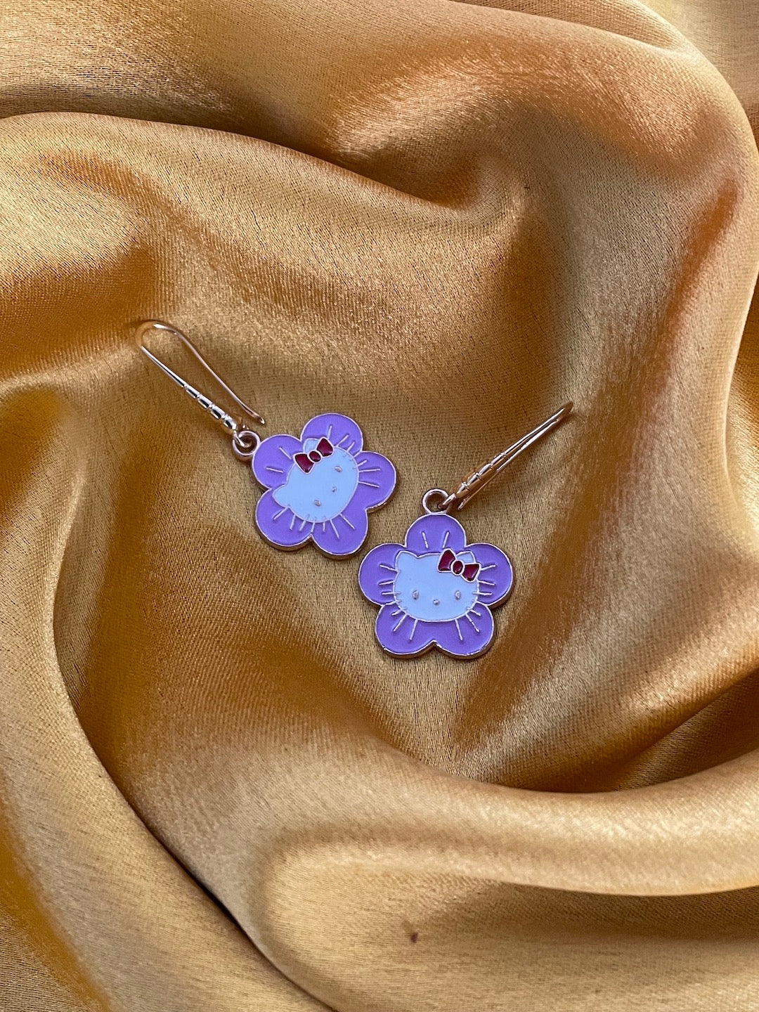Mini Purple Flower Dangler Earrings