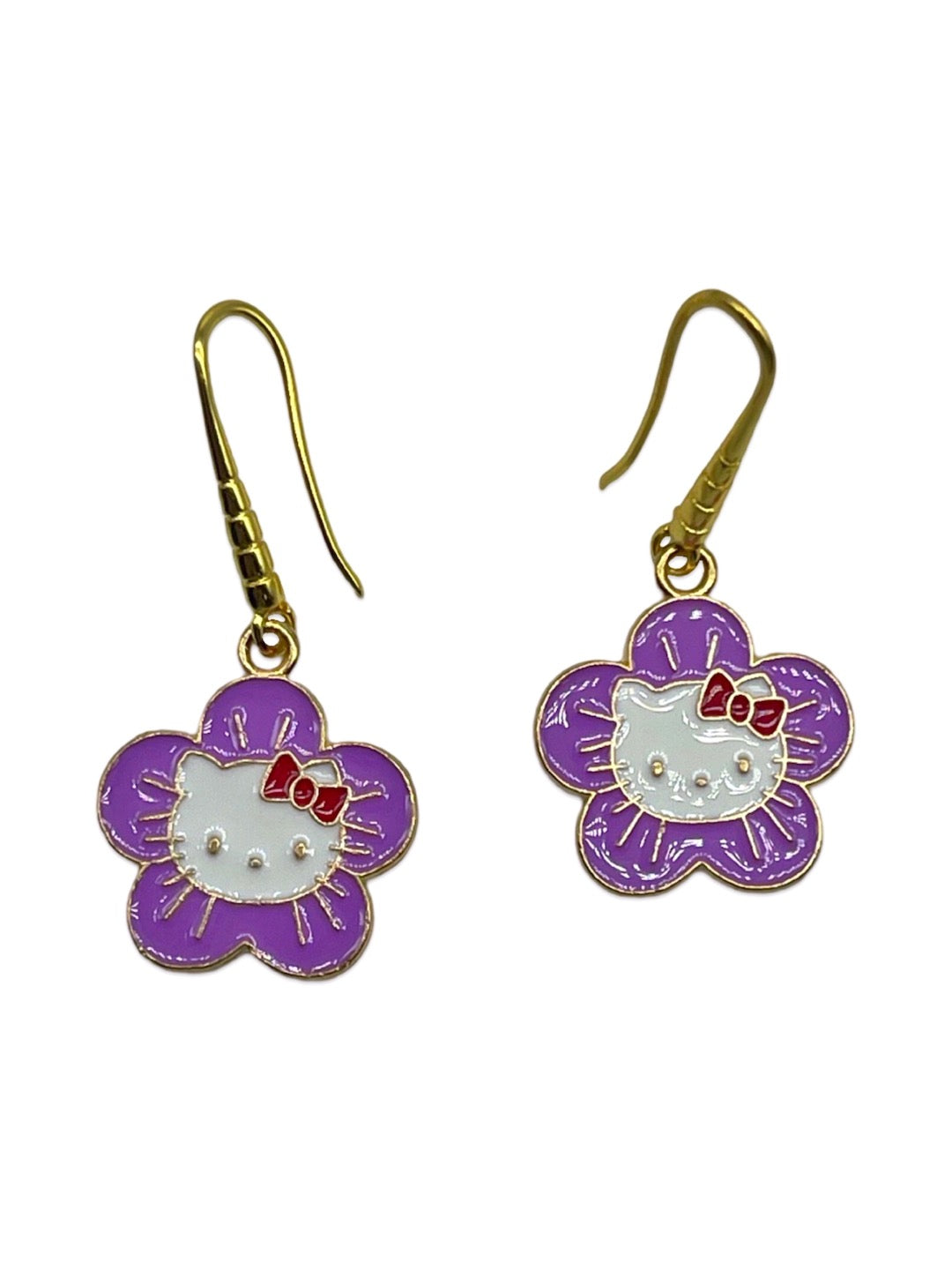 Mini Purple Flower Dangler Earrings