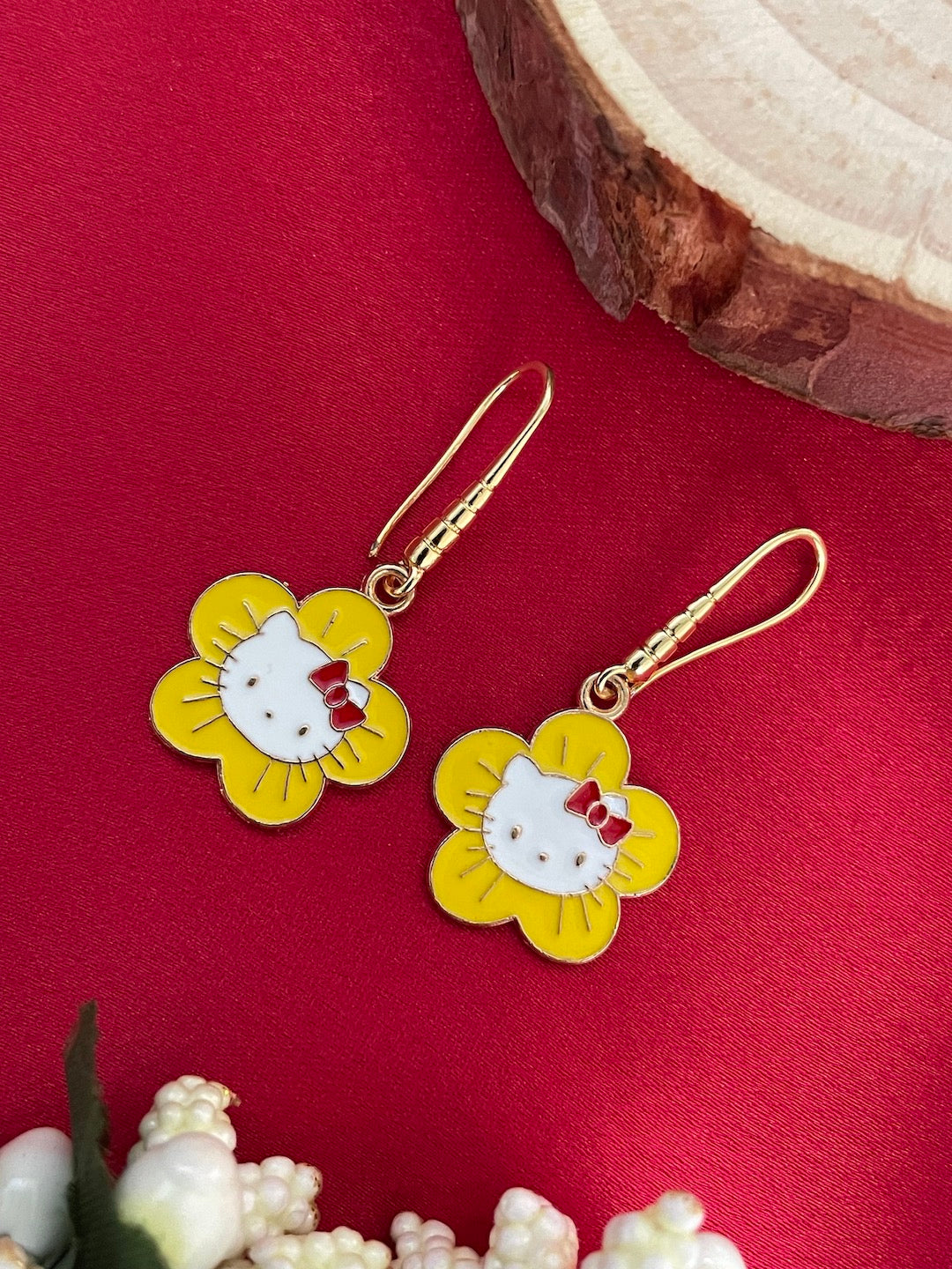 Mini Yellow Flower Dangler Earrings