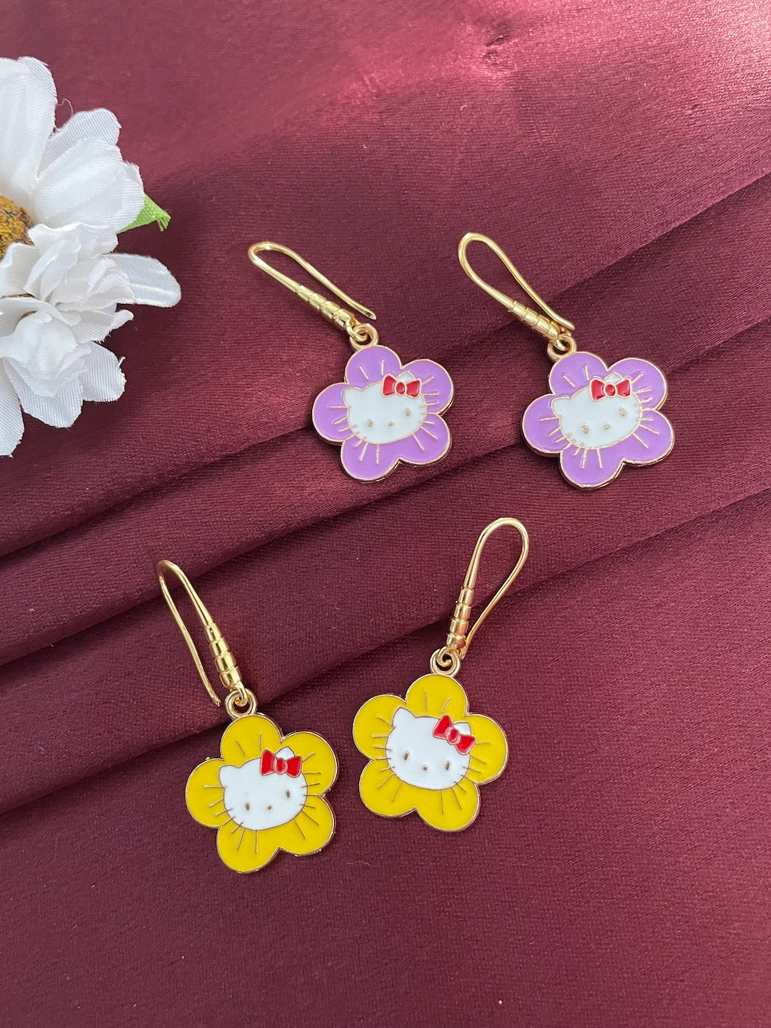 Mini Yellow Flower Dangler Earrings