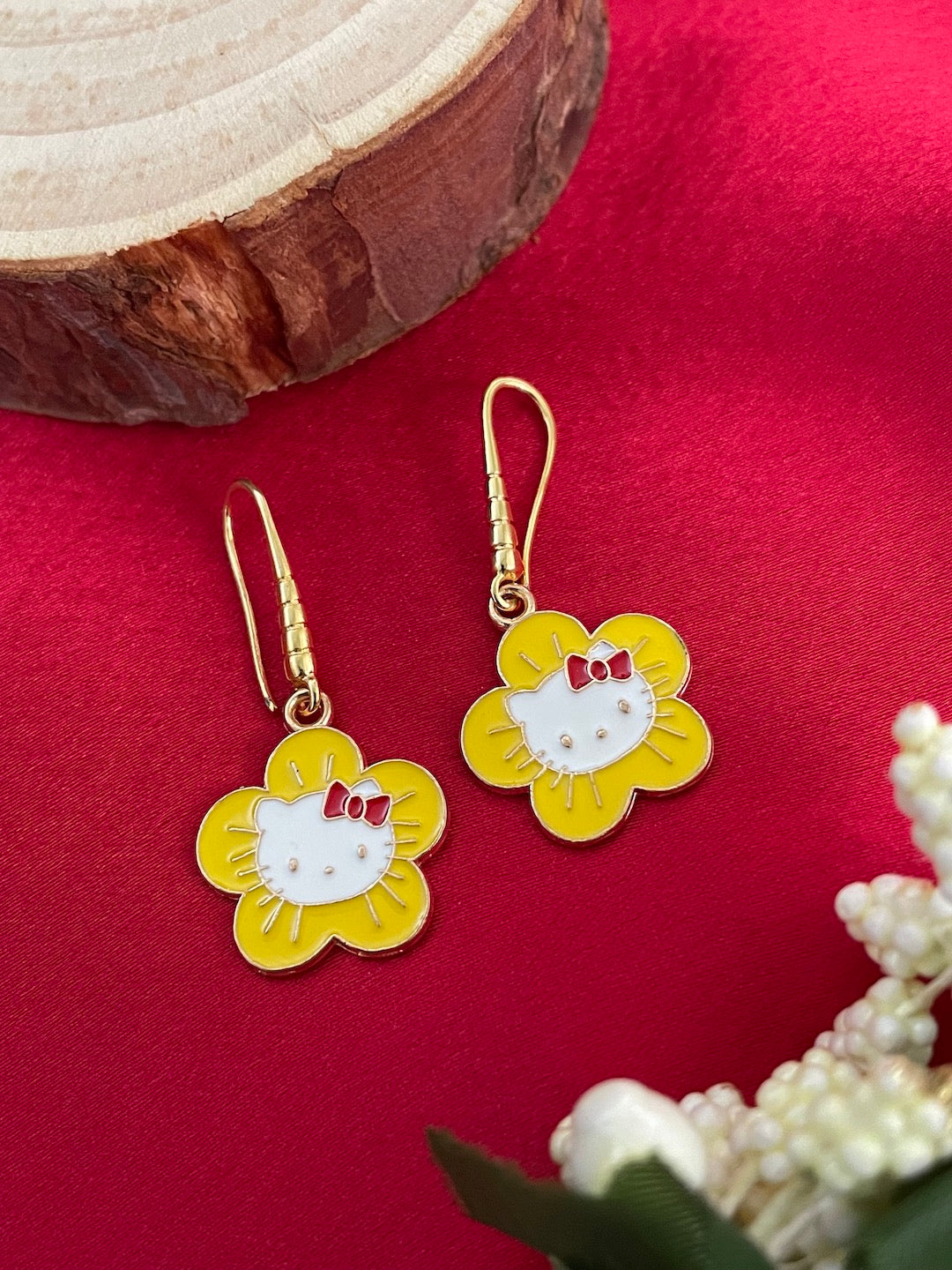 Mini Yellow Flower Dangler Earrings