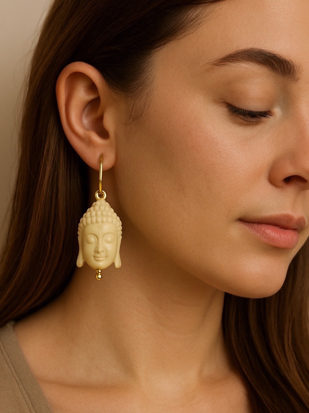Mini White Buddha Charm Dangler Earrings