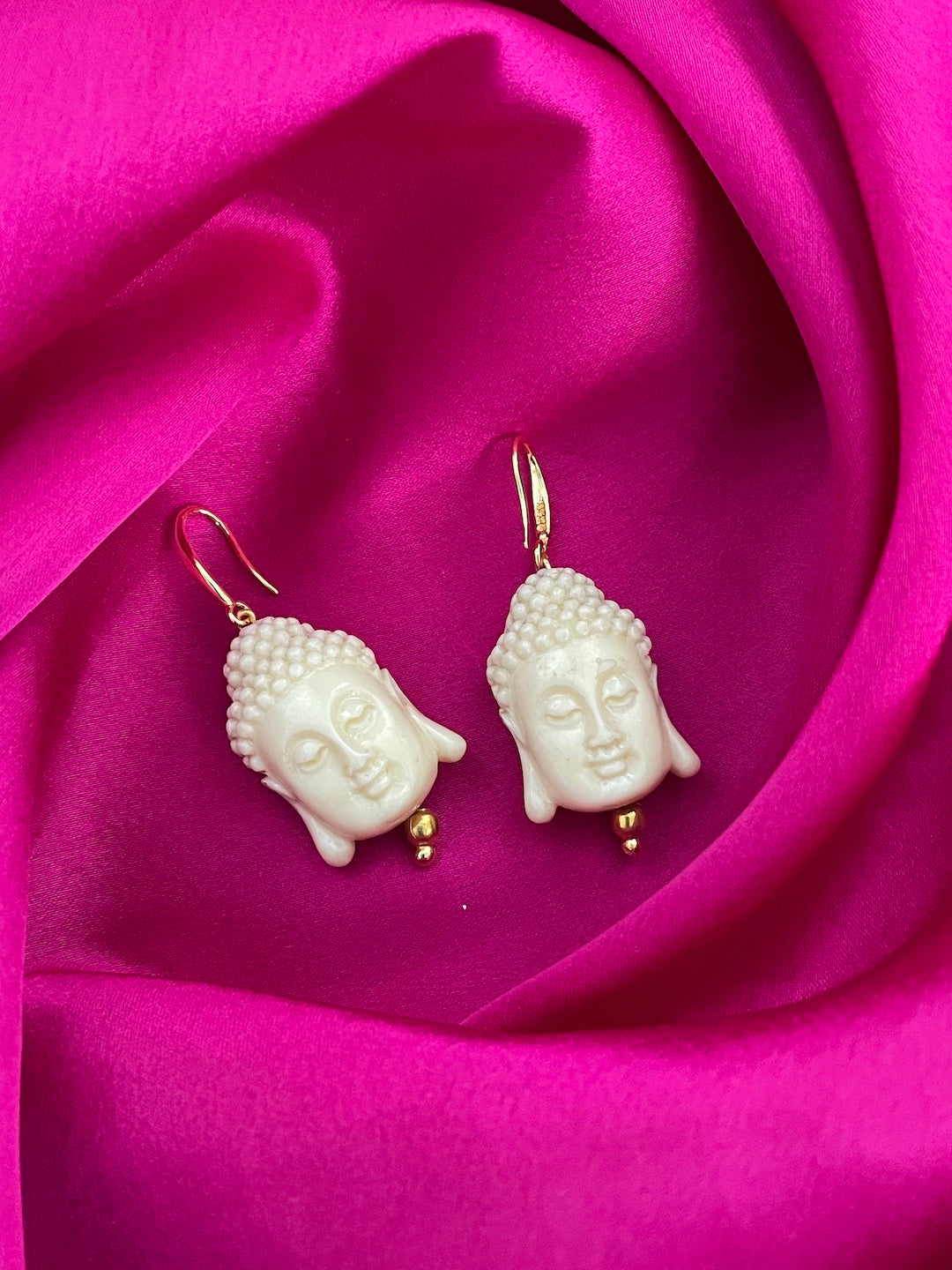Mini White Buddha Charm Dangler Earrings