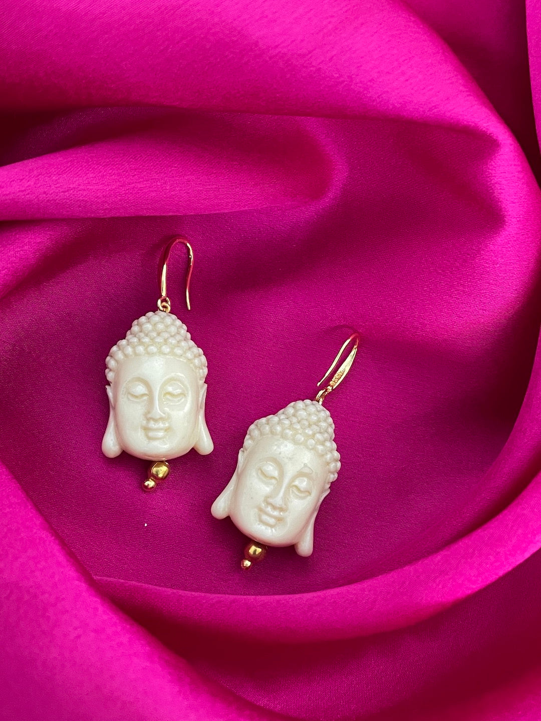 Mini White Buddha Charm Dangler Earrings