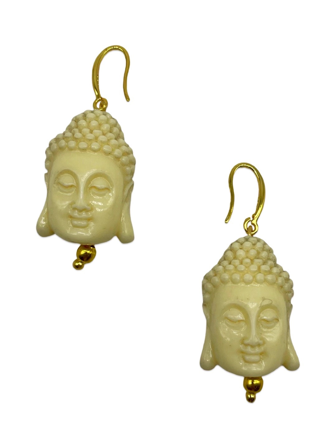 Mini White Buddha Charm Dangler Earrings