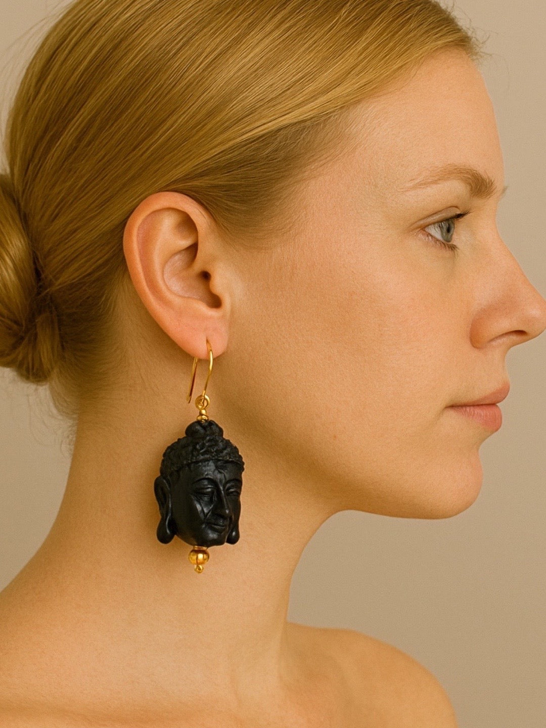 Mini Black Buddha Charm Dangler Earrings