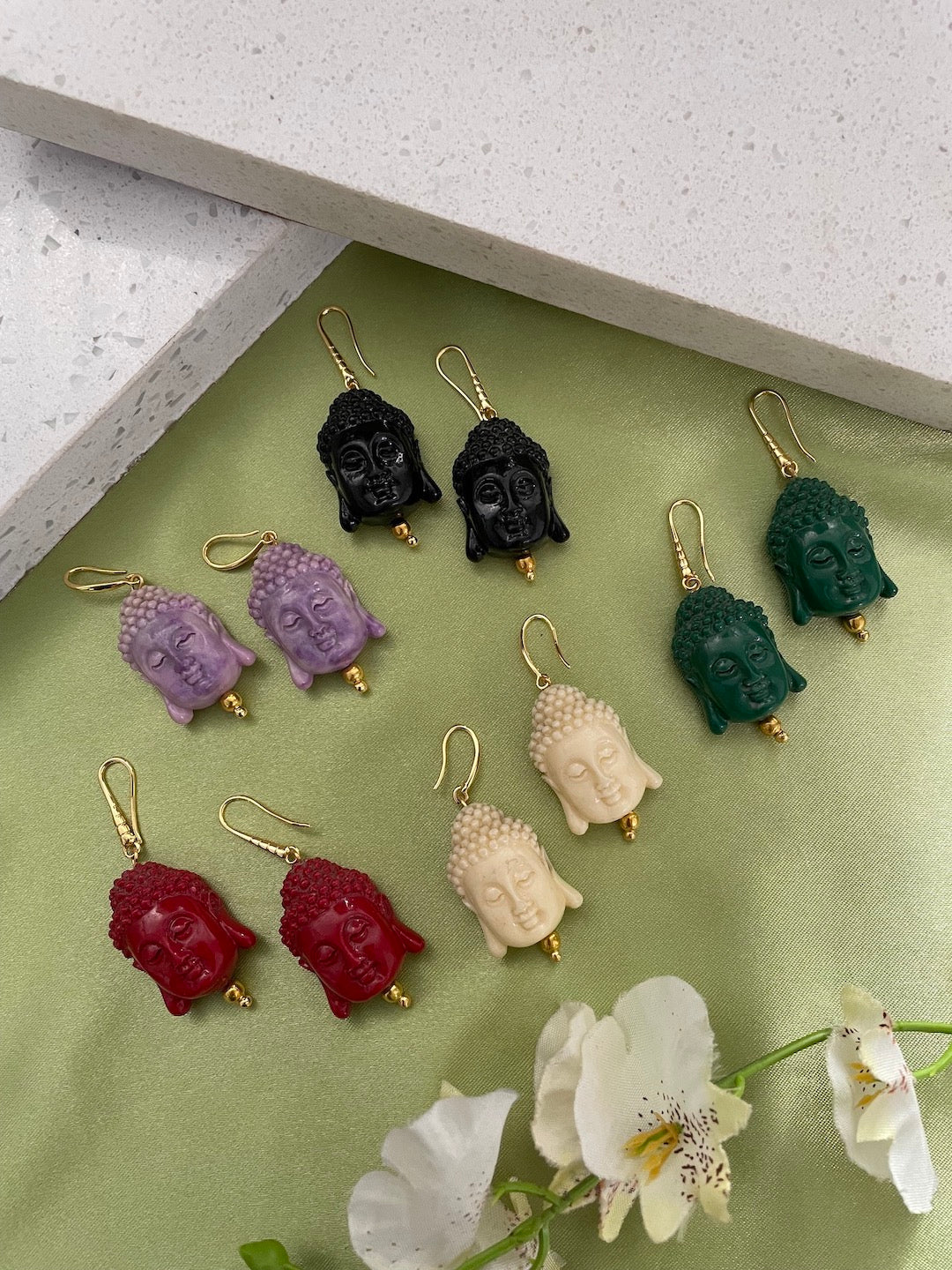 Mini Black Buddha Charm Dangler Earrings