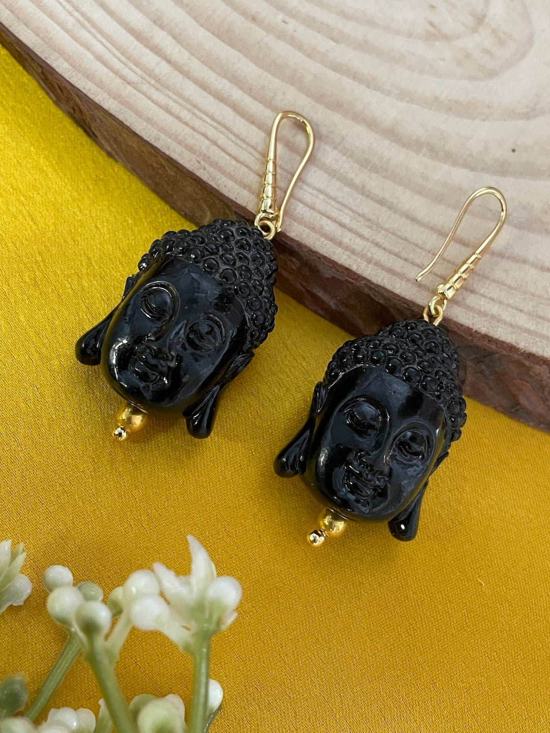 Mini Black Buddha Charm Dangler Earrings