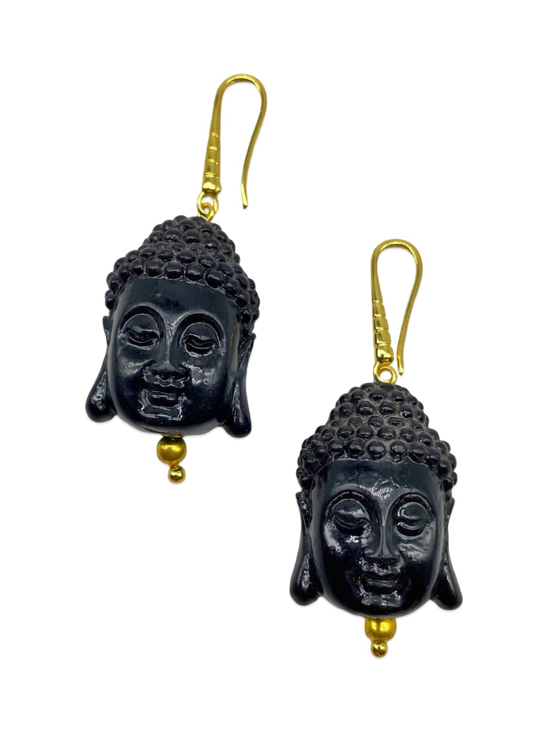 Mini Black Buddha Charm Dangler Earrings