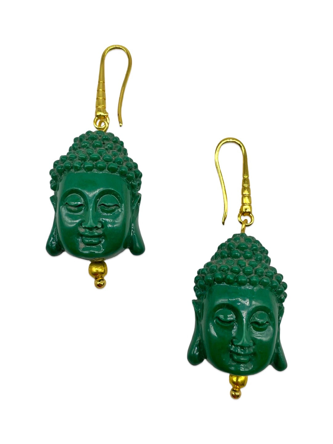 Mini Green Buddha Charm Dangler Earrings