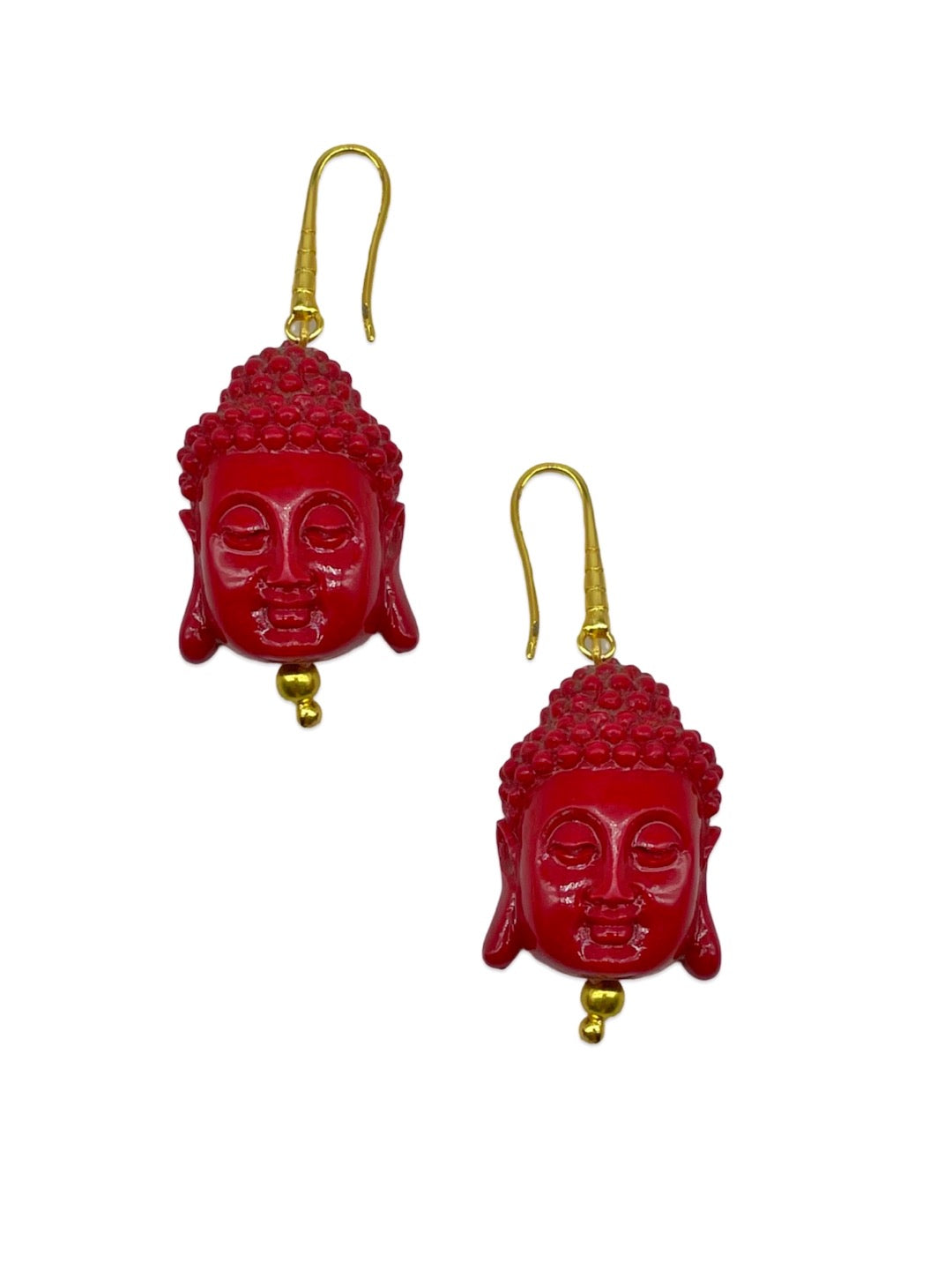 Mini Red Buddha Charm Dangler Earrings