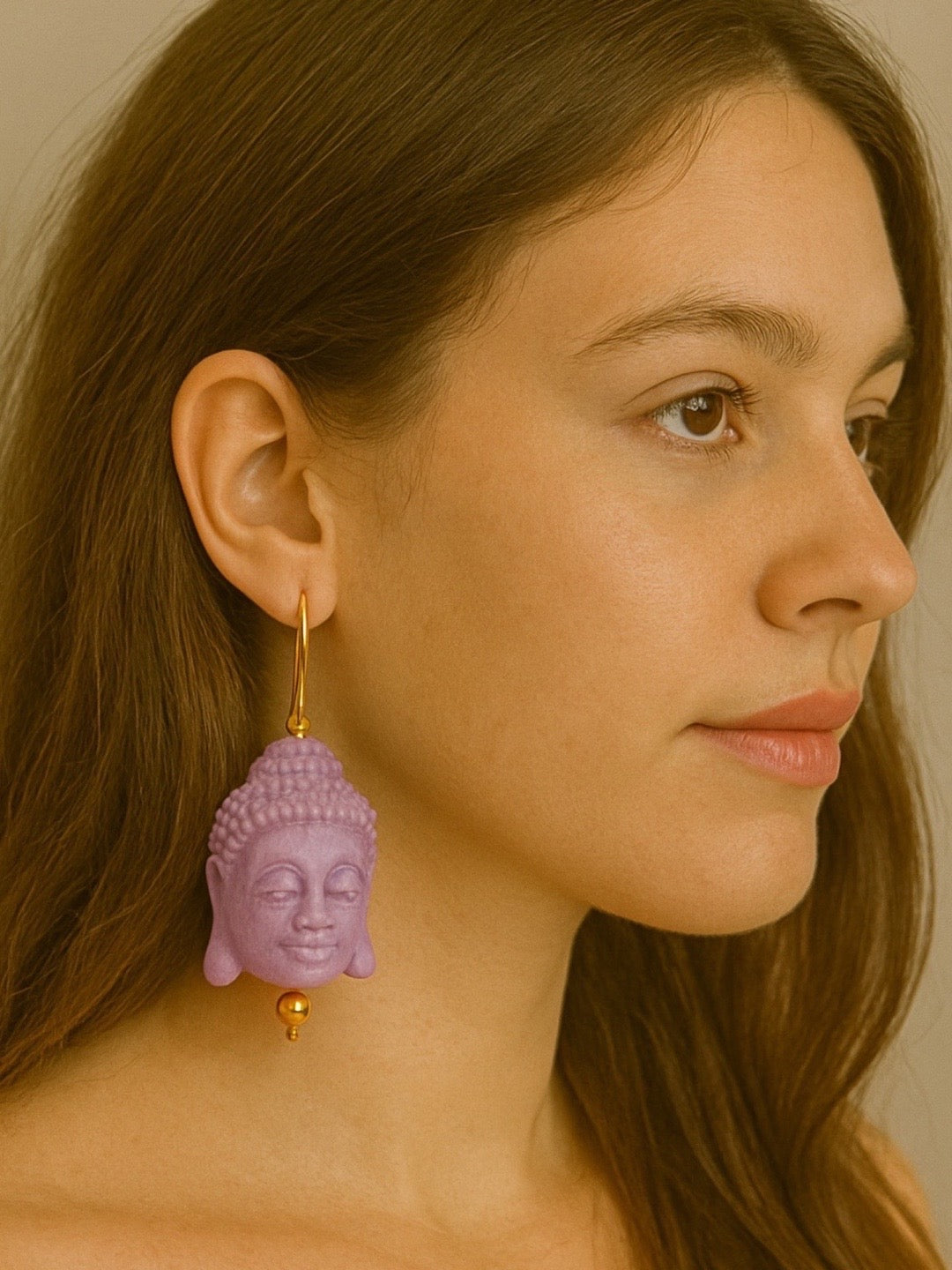 Mini Purple Buddha Dangler Earrings