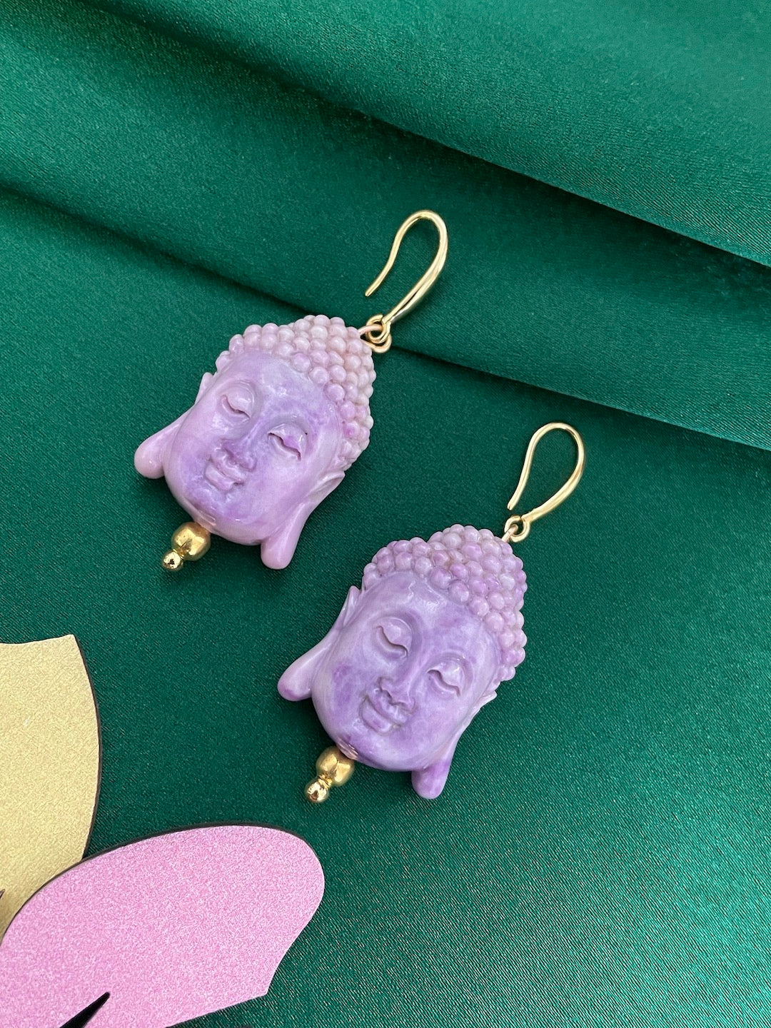 Mini Purple Buddha Dangler Earrings