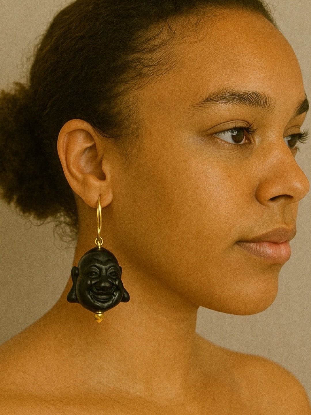 Mini Laughing Buddha Dangler Earrings