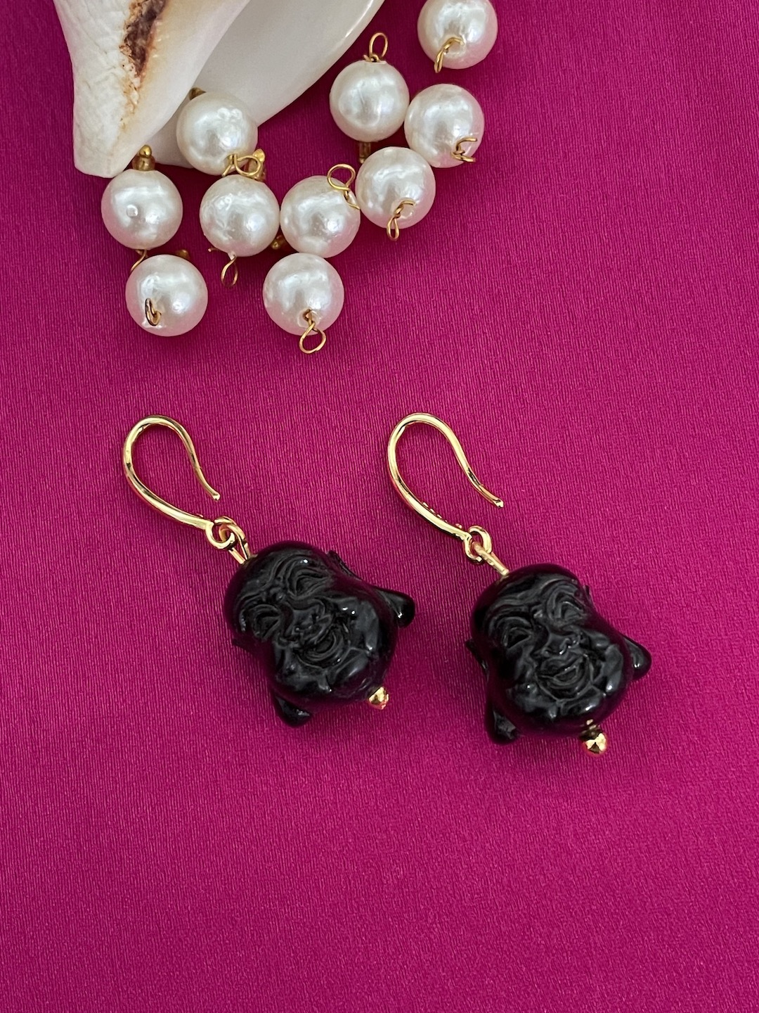 Mini Laughing Buddha Dangler Earrings