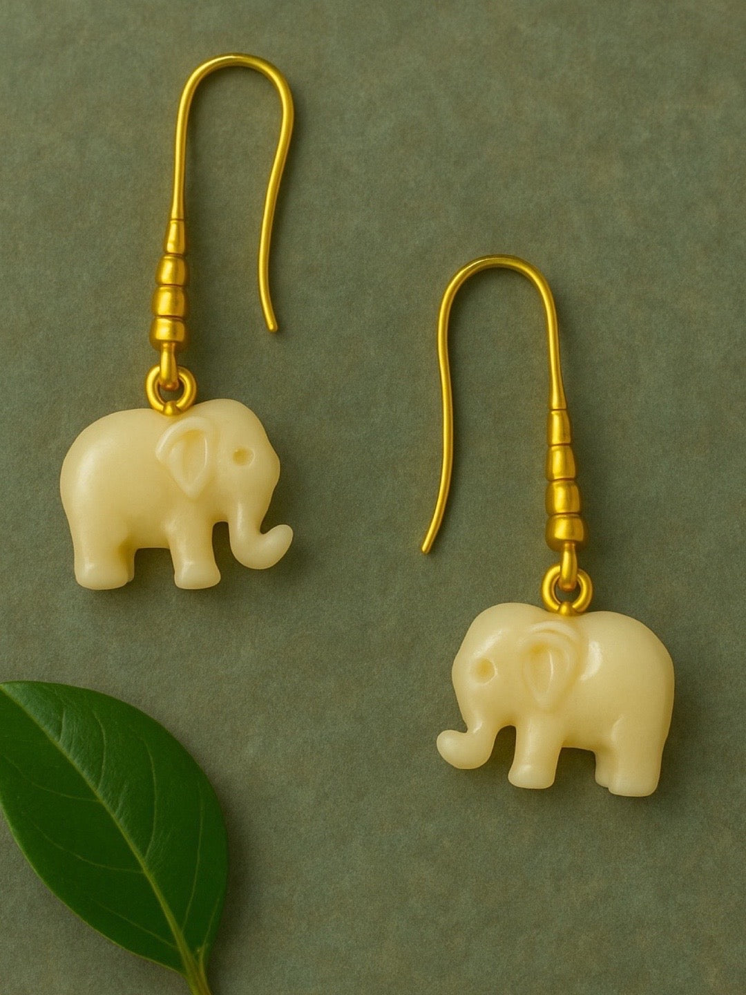 Mini White Elephant Dangler Earrings