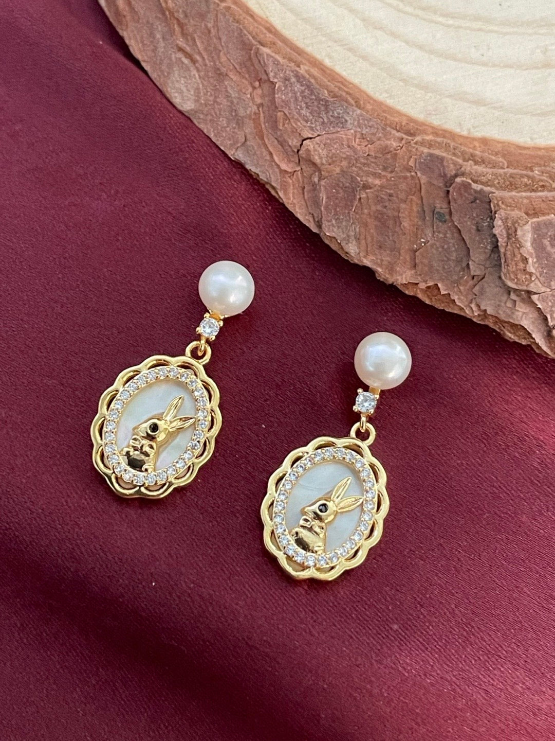 Fresh water pearl Dangler Earring With AD & Mother of Pearl