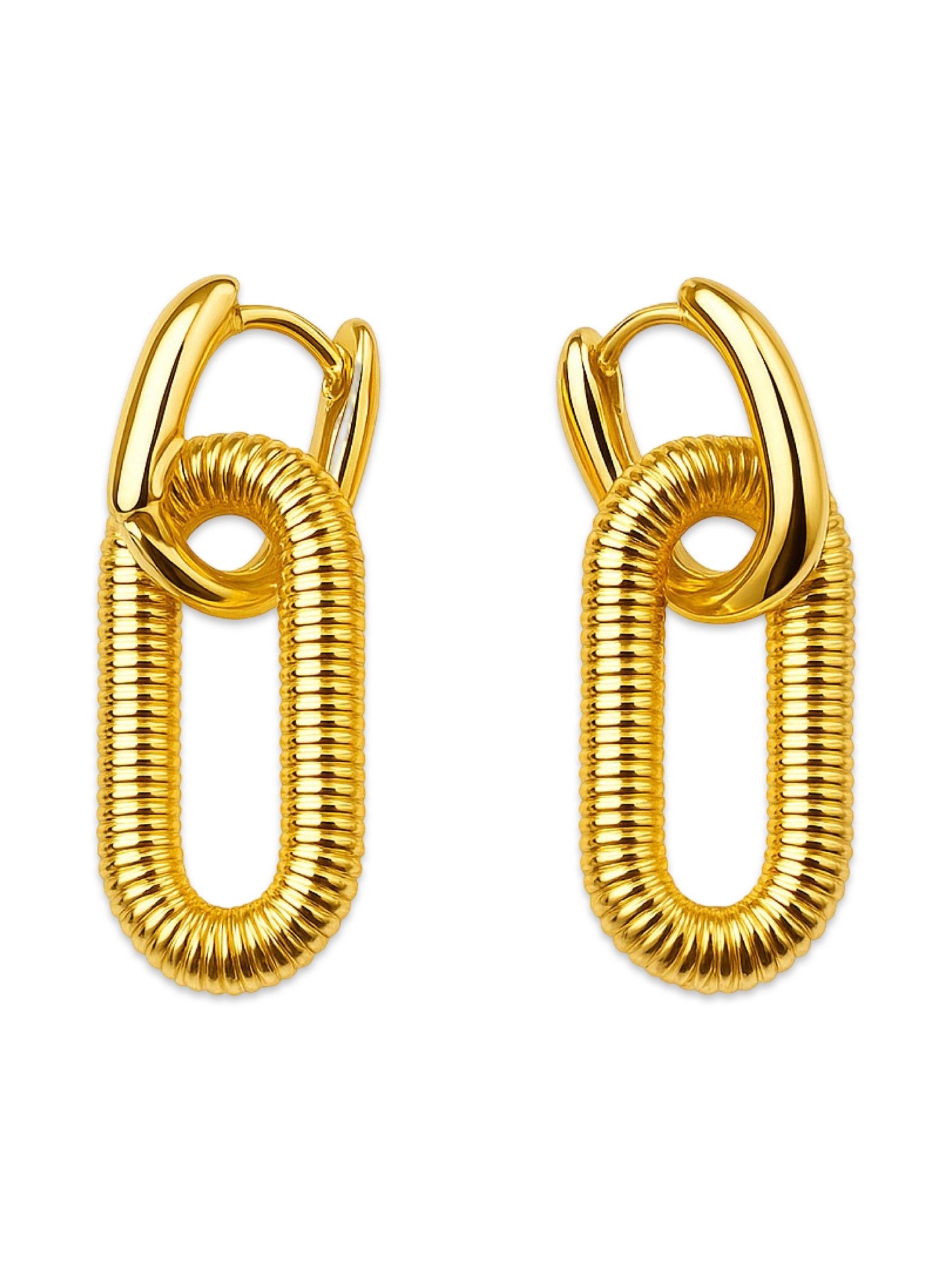 Oval Double Link Design Western Earrings