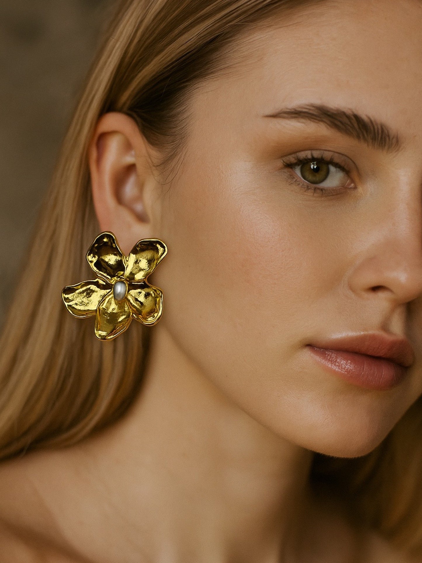 Flower & Pearl Design Western Earrings
