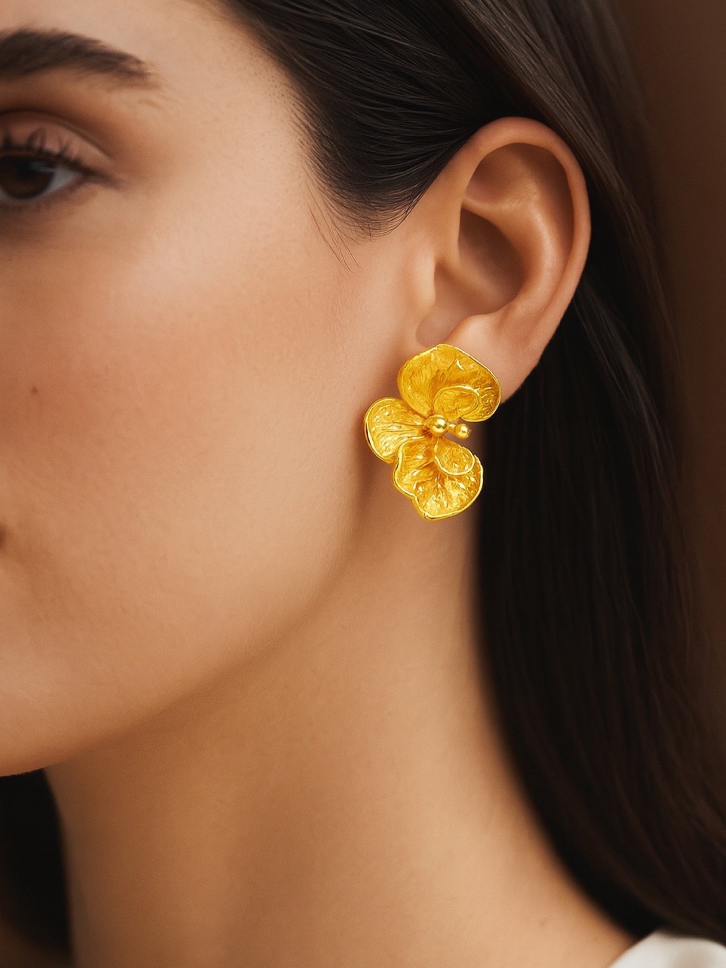 Gold Plated Flower Design Western Earrings