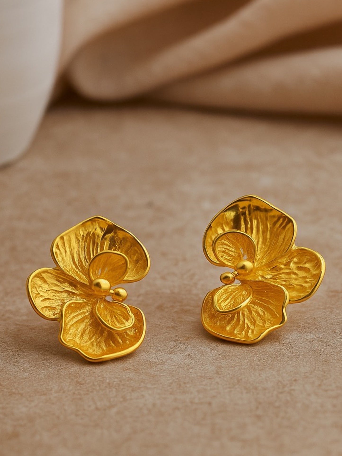 Gold Plated Flower Design Western Earrings