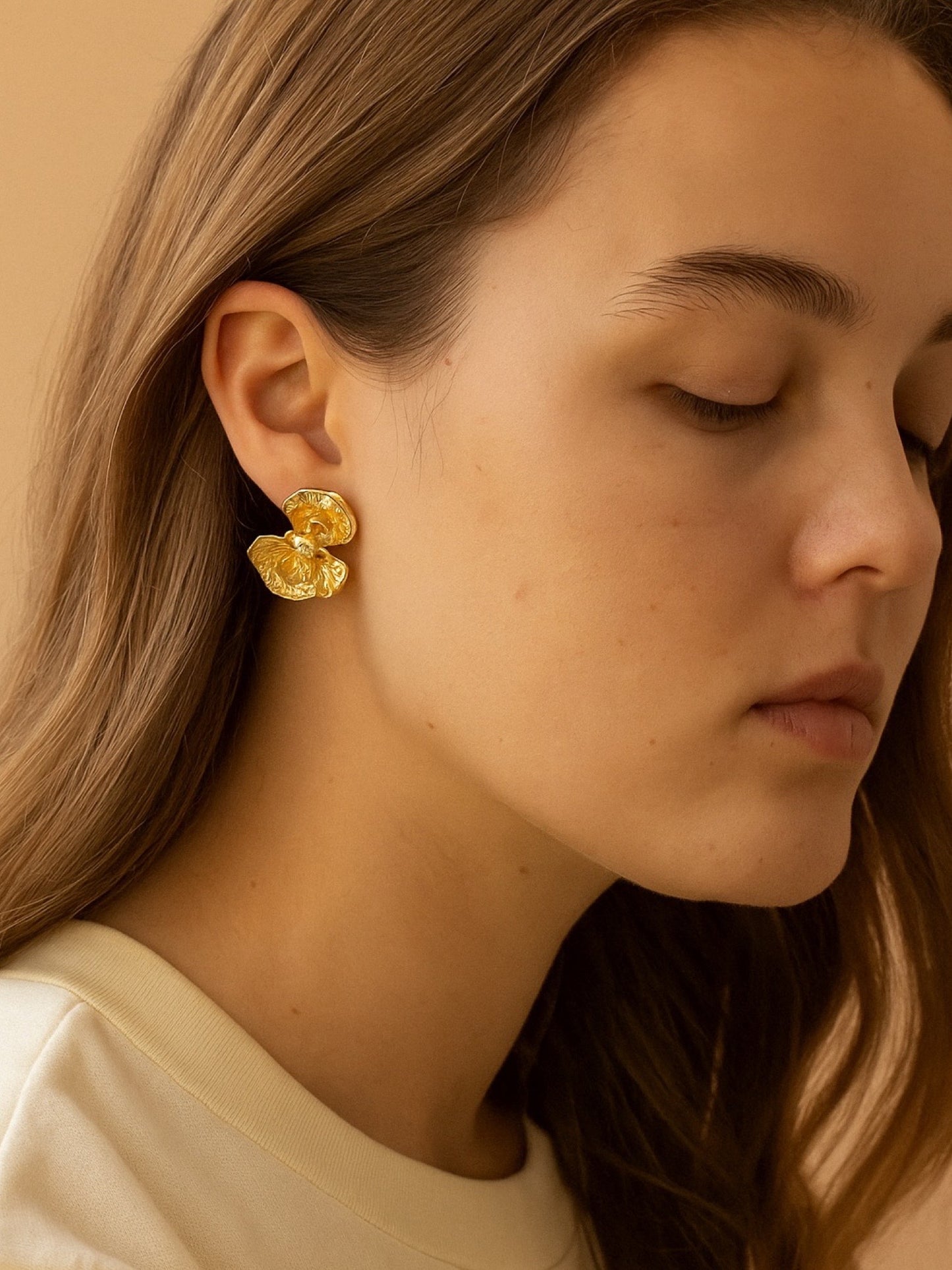 Gold Plated Flower Design Western Earrings