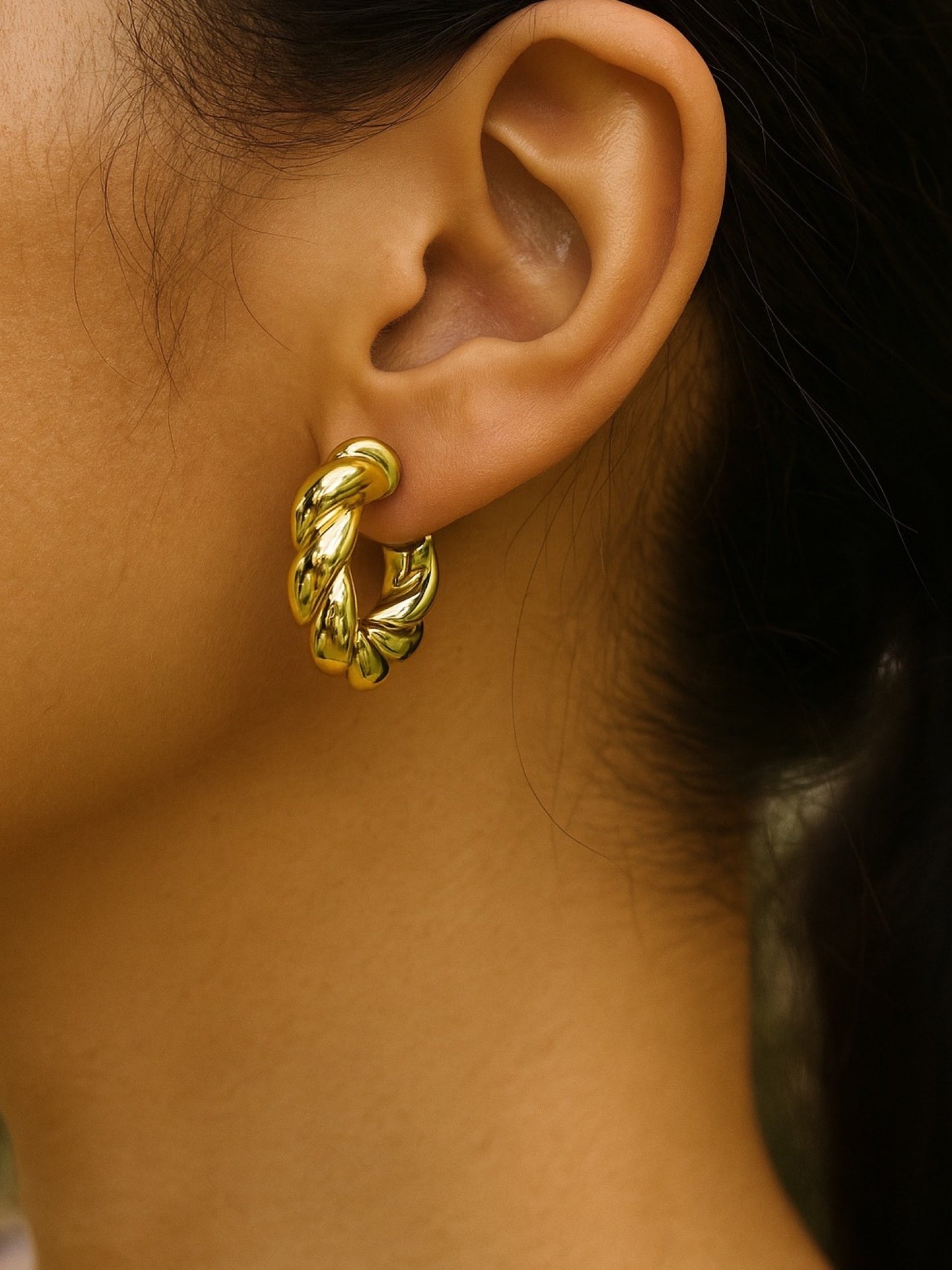 Twisted Chunky Hoop Western Earrings