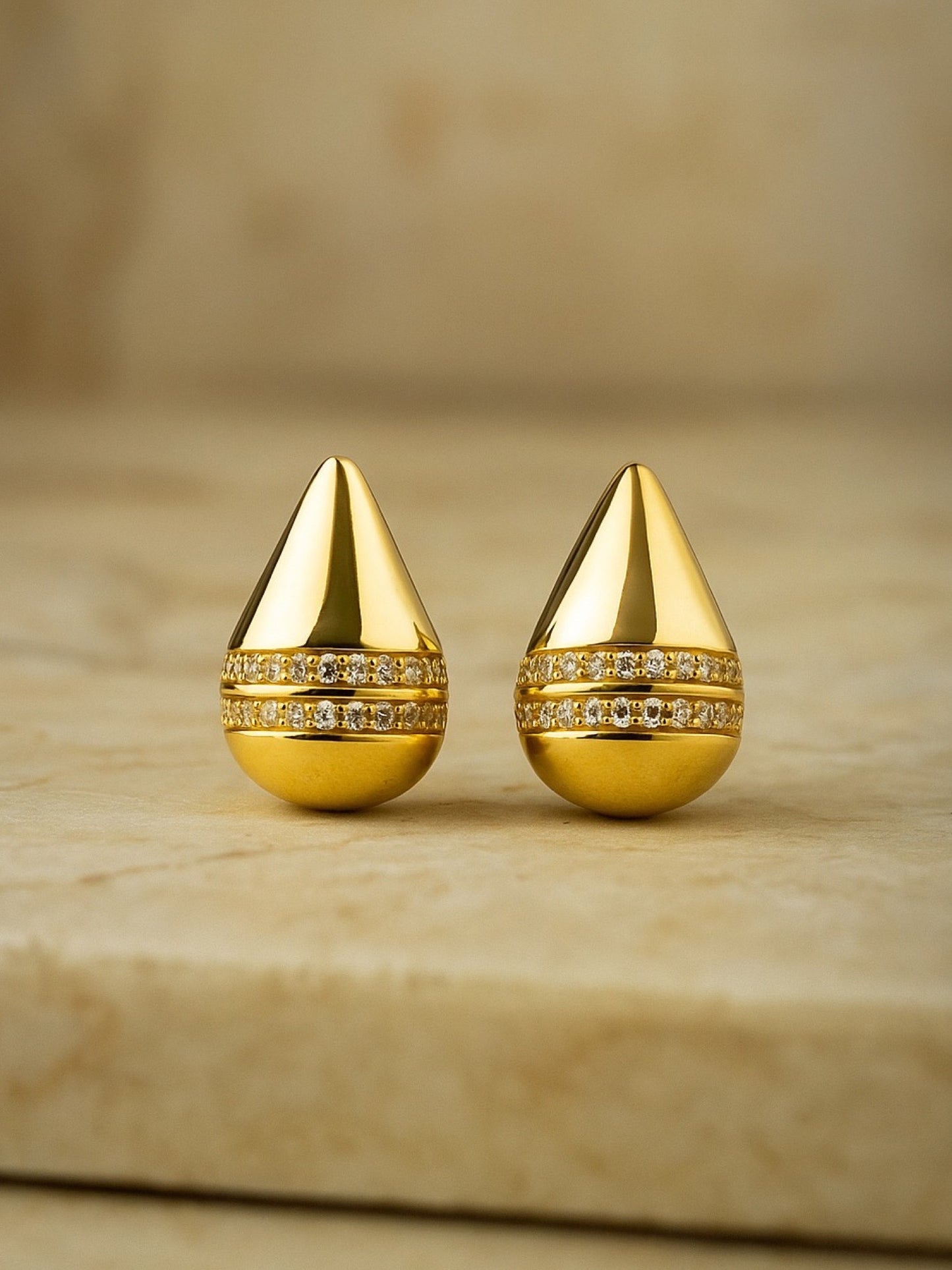Gold Plated Teardrop Design Western Earrings