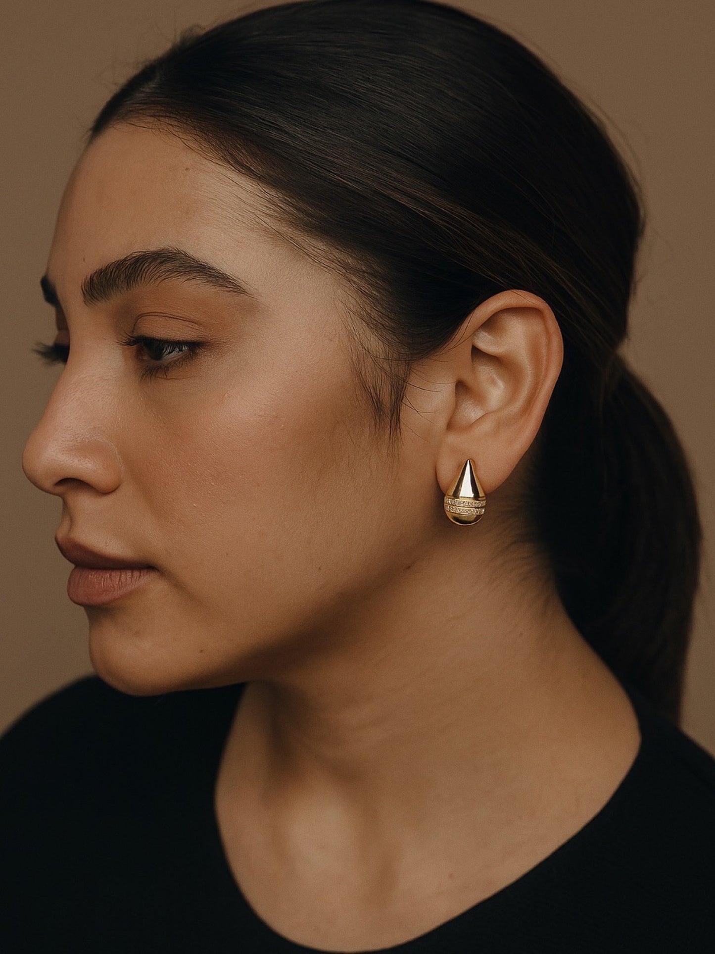 Gold Plated Teardrop Design Western Earrings
