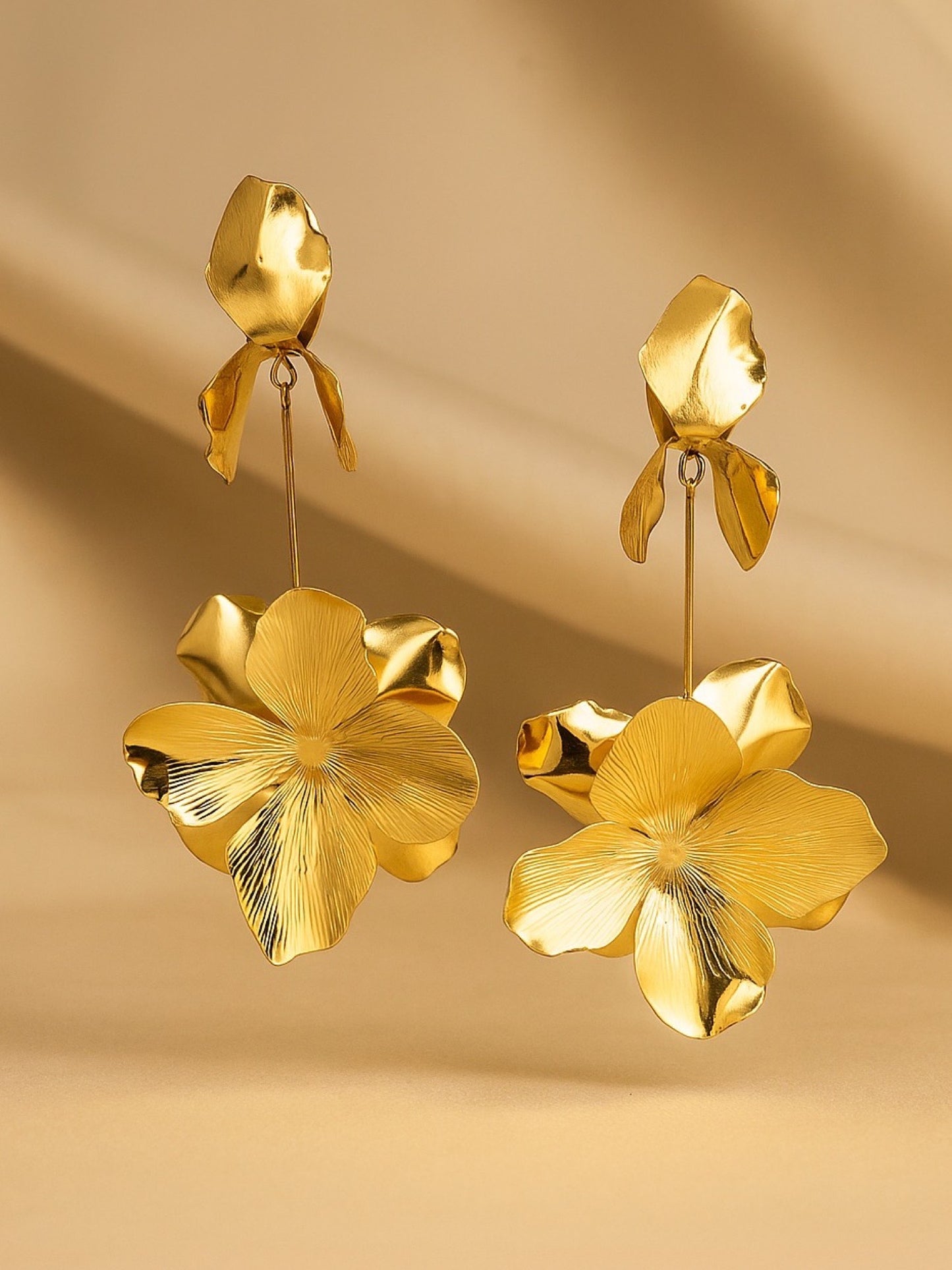 Long Flower Design Western Earrings